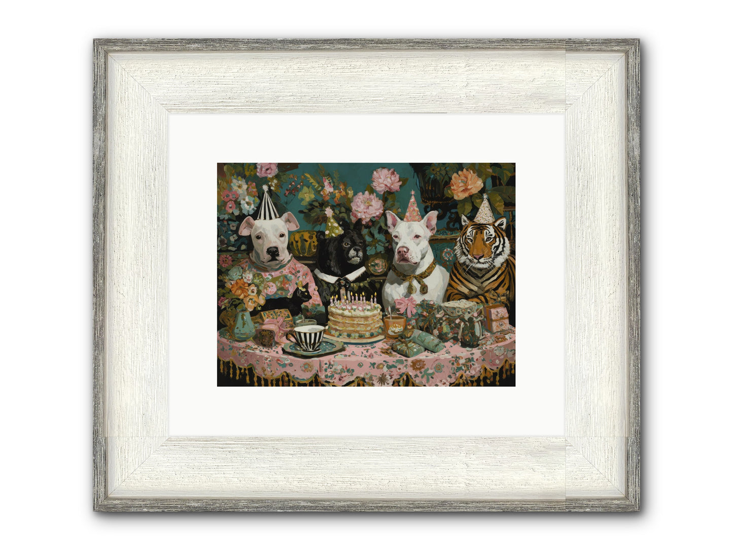 Teatime Revelry Framed Print - Driftwood White 12x9