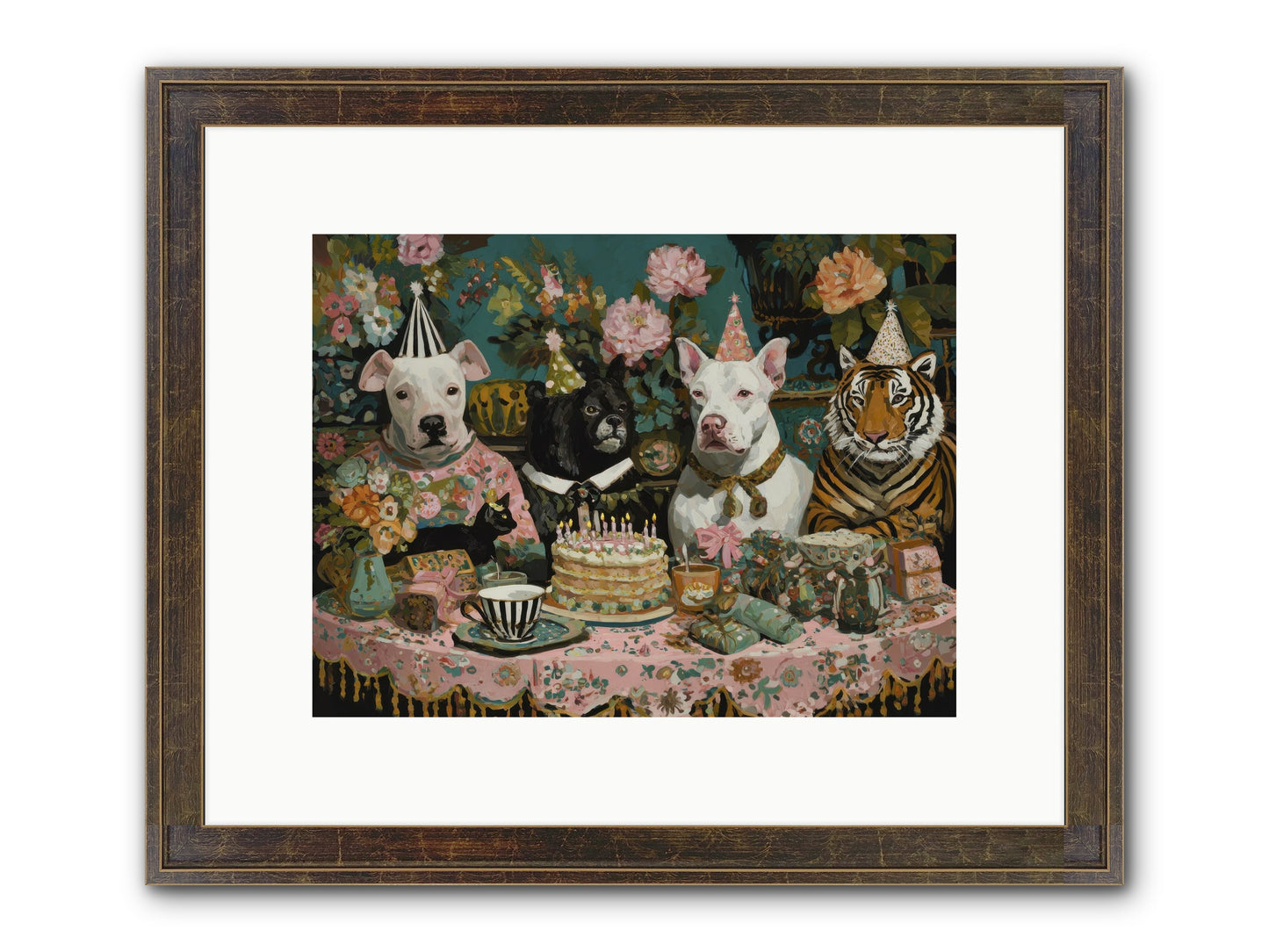 Teatime Revelry Framed Print - Slimwoods Black/Gold 12x9