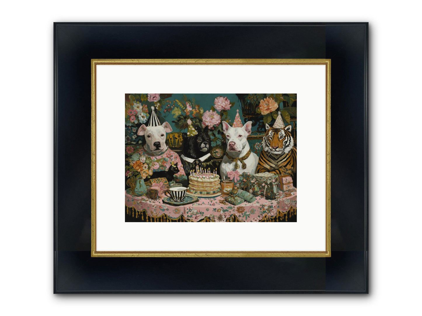Teatime Revelry Framed Print - Wide Black w/Gold 12x9