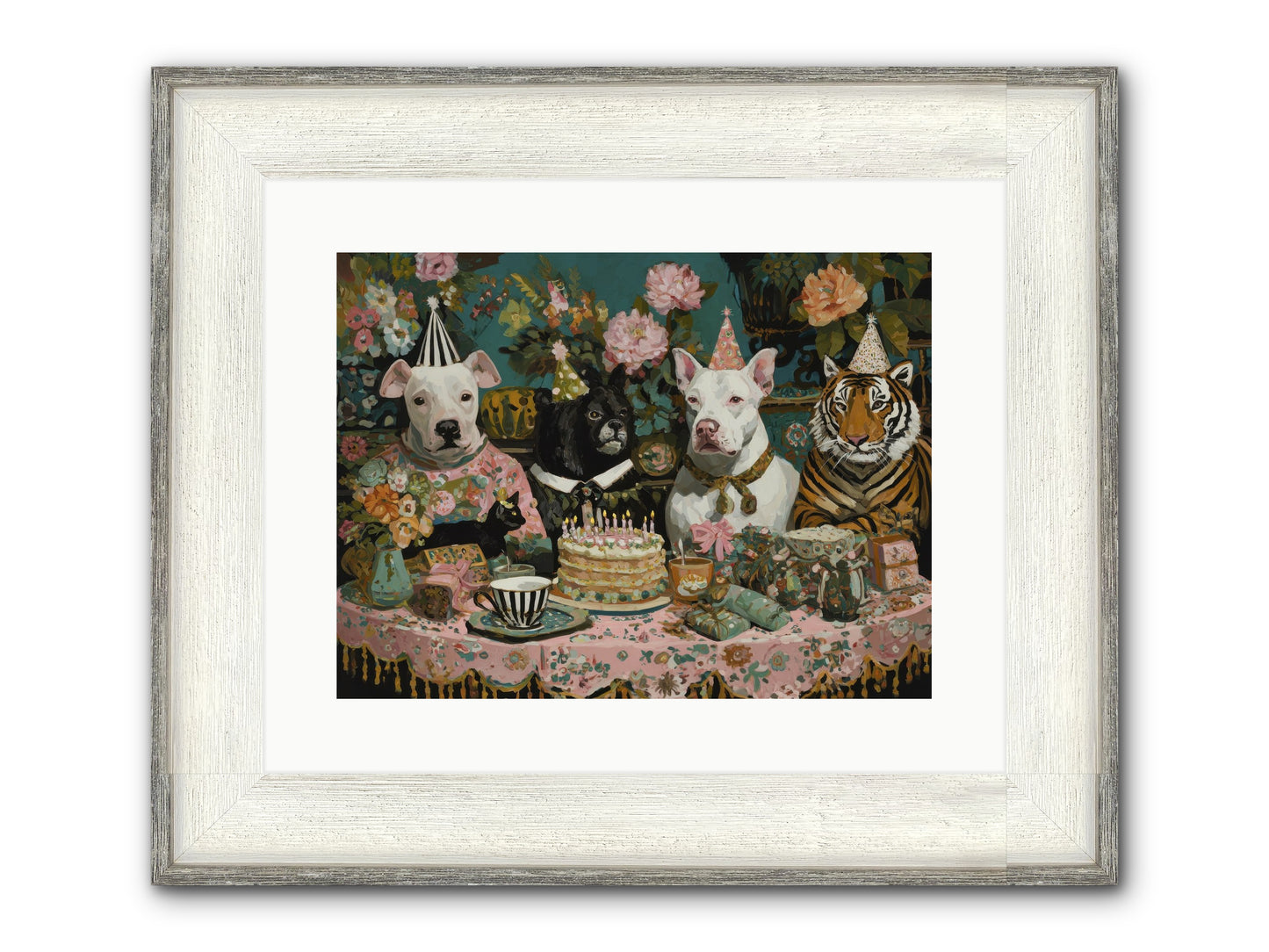 Teatime Revelry Framed Print - Driftwood White 16x12