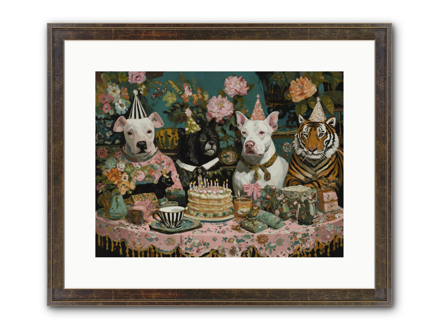 Teatime Revelry Framed Print - Slimwoods Black/Gold 16x12