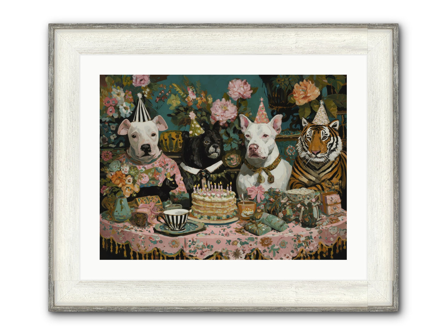 Teatime Revelry Framed Print - Driftwood White 24x18
