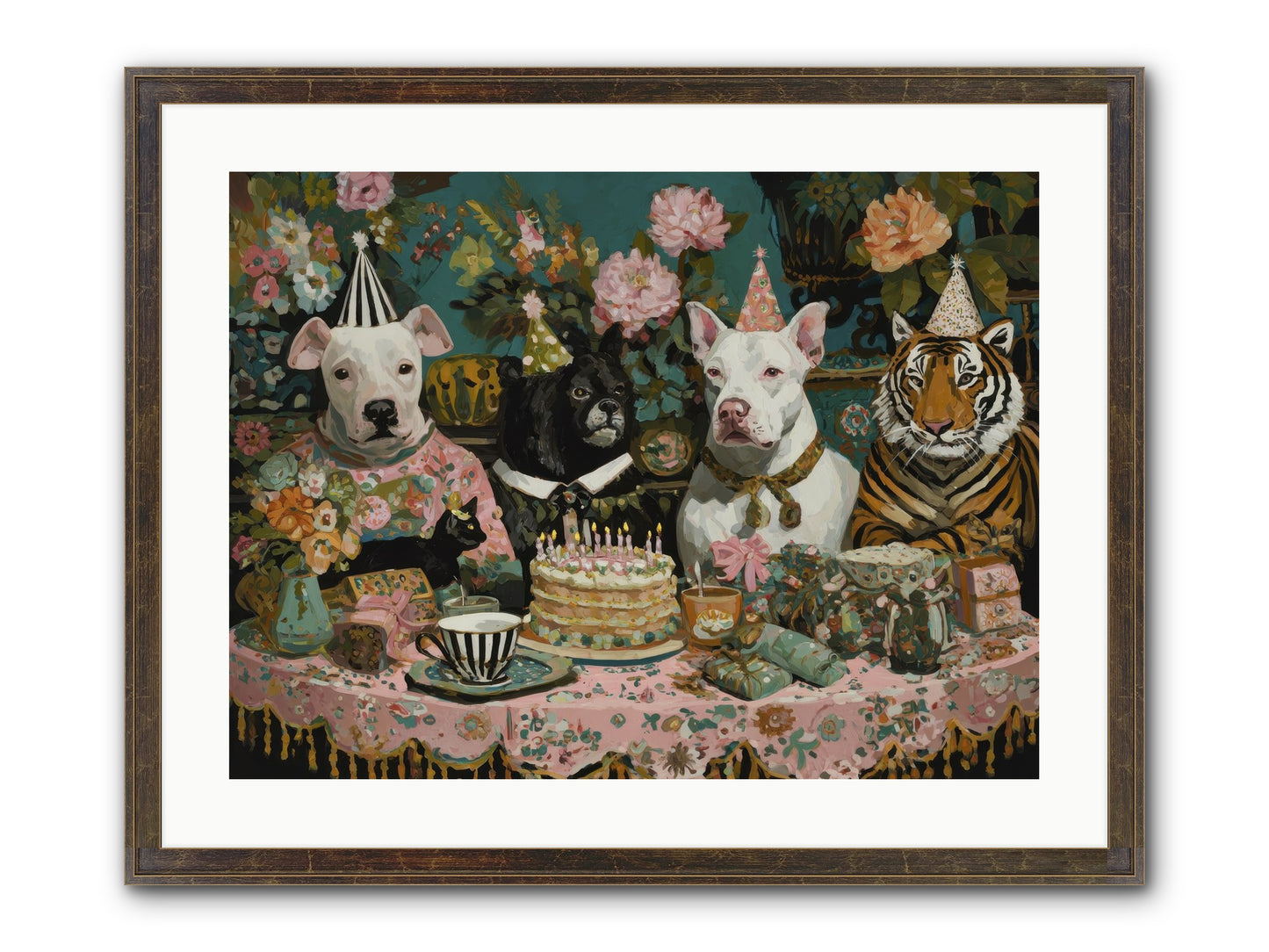 Teatime Revelry Framed Print - Slimwoods Black/Gold 24x18