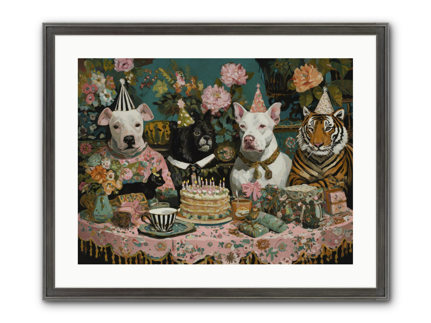 Teatime Revelry Framed Print - Slimwoods Black/Silver 24x18