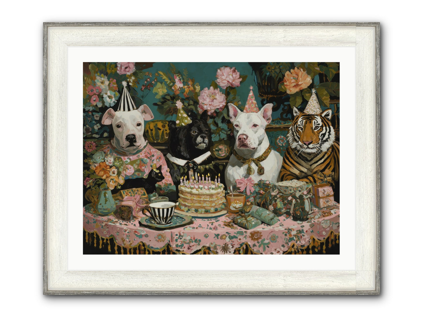 Teatime Revelry Framed Print - Driftwood White 32x24