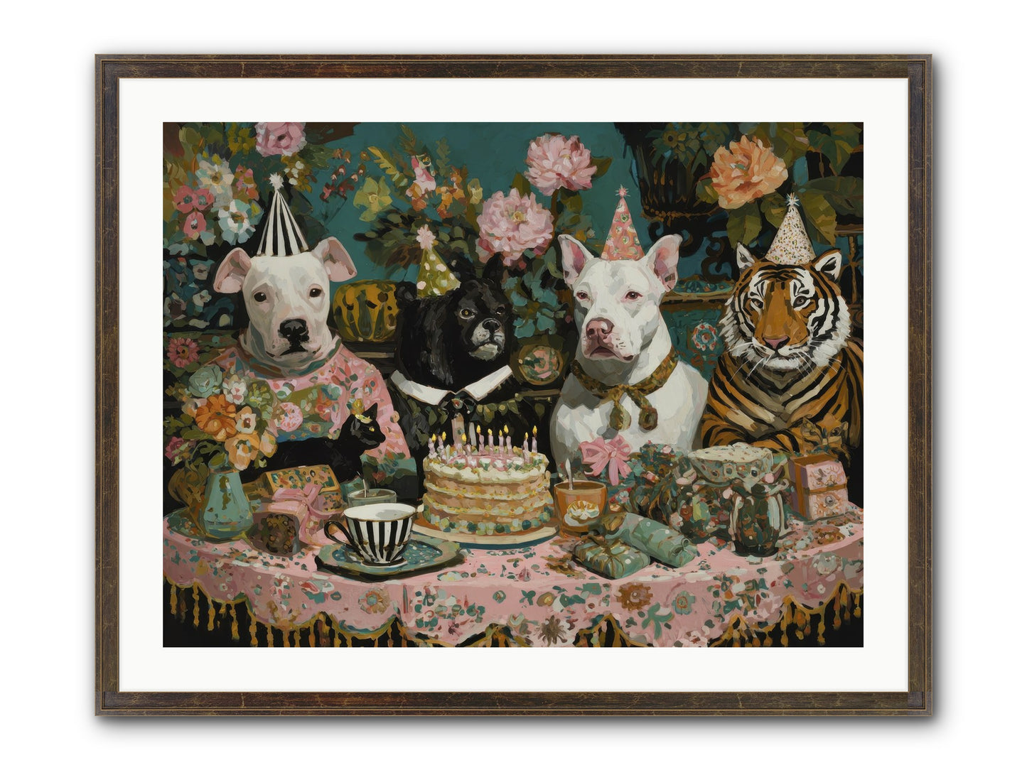 Teatime Revelry Framed Print - Slimwoods Black/Gold 32x24