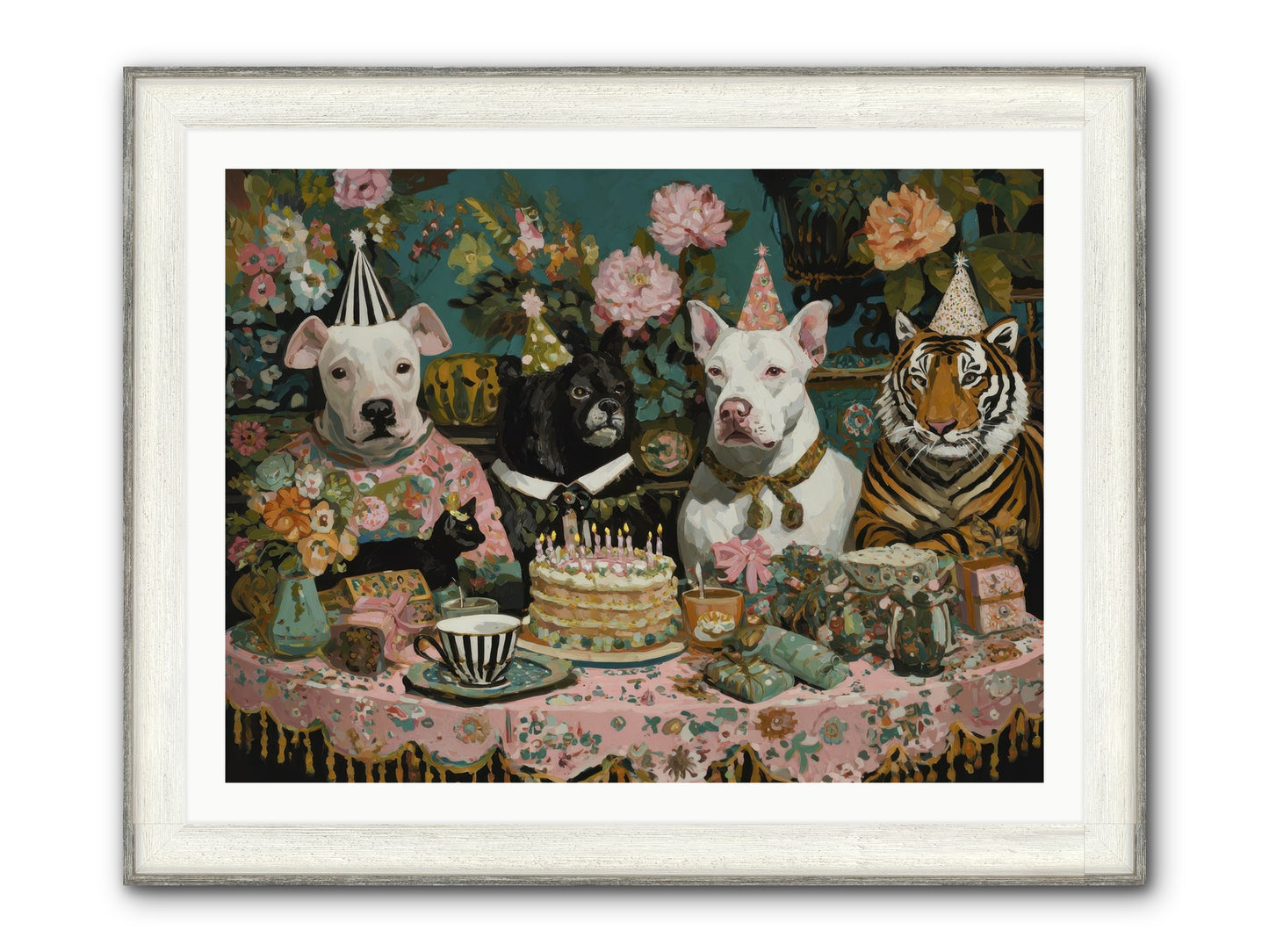 Teatime Revelry Framed Print - Driftwood White 40x30