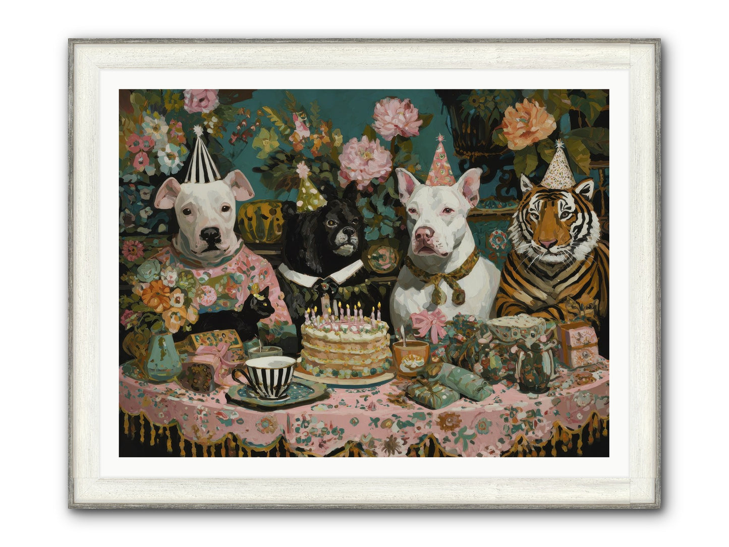 Teatime Revelry Framed Print - Driftwood White 48x36