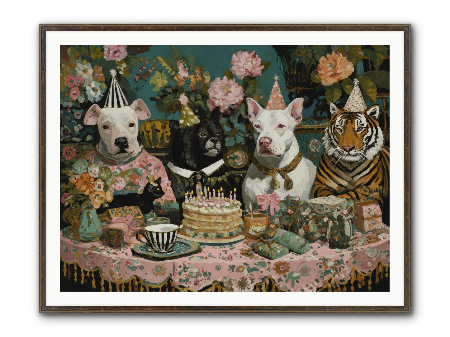 Teatime Revelry Framed Print - Slimwoods Black/Gold 48x36