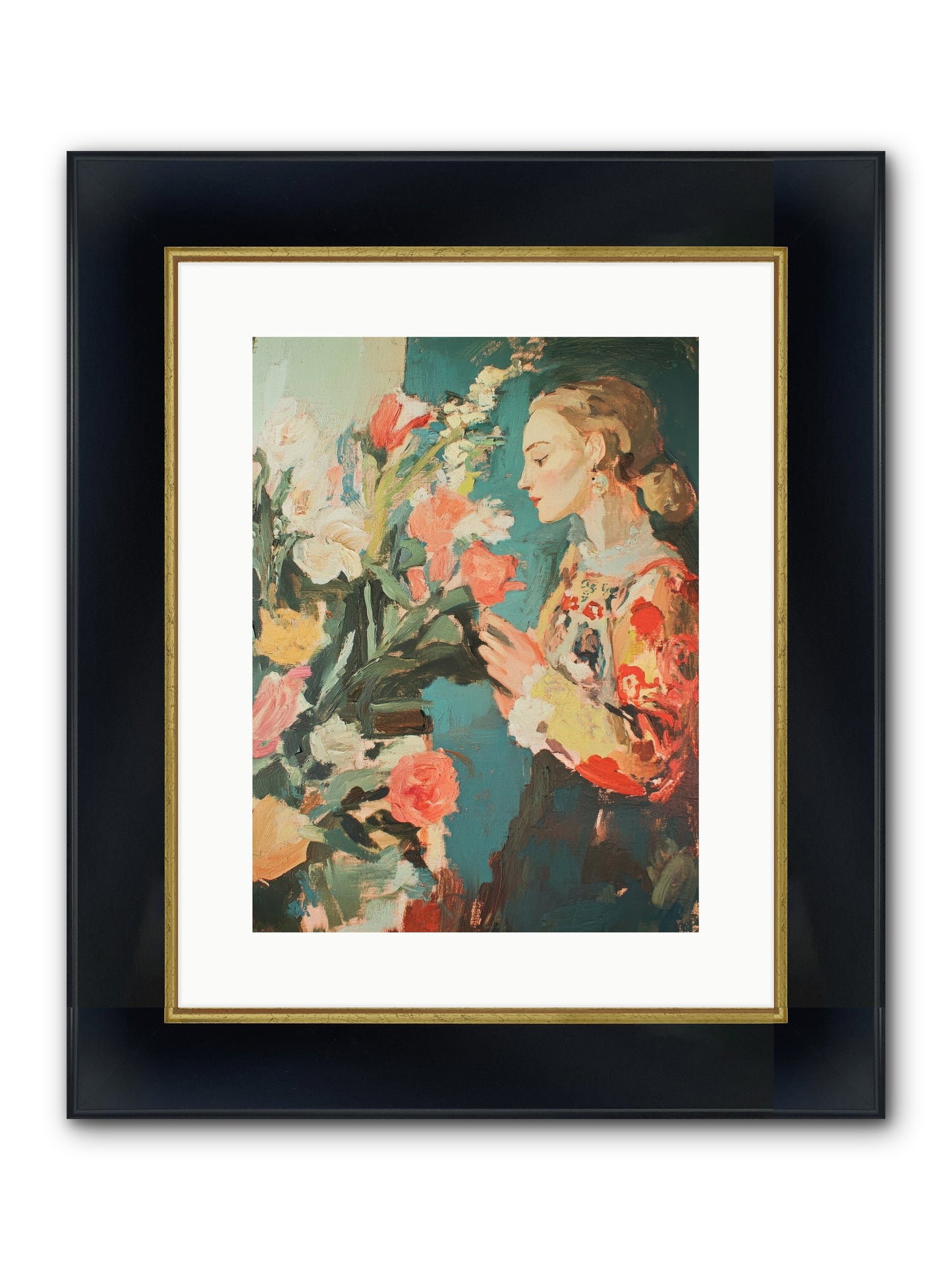 Temporal Reflections Framed Print - Wide Black w/Gold 12x16