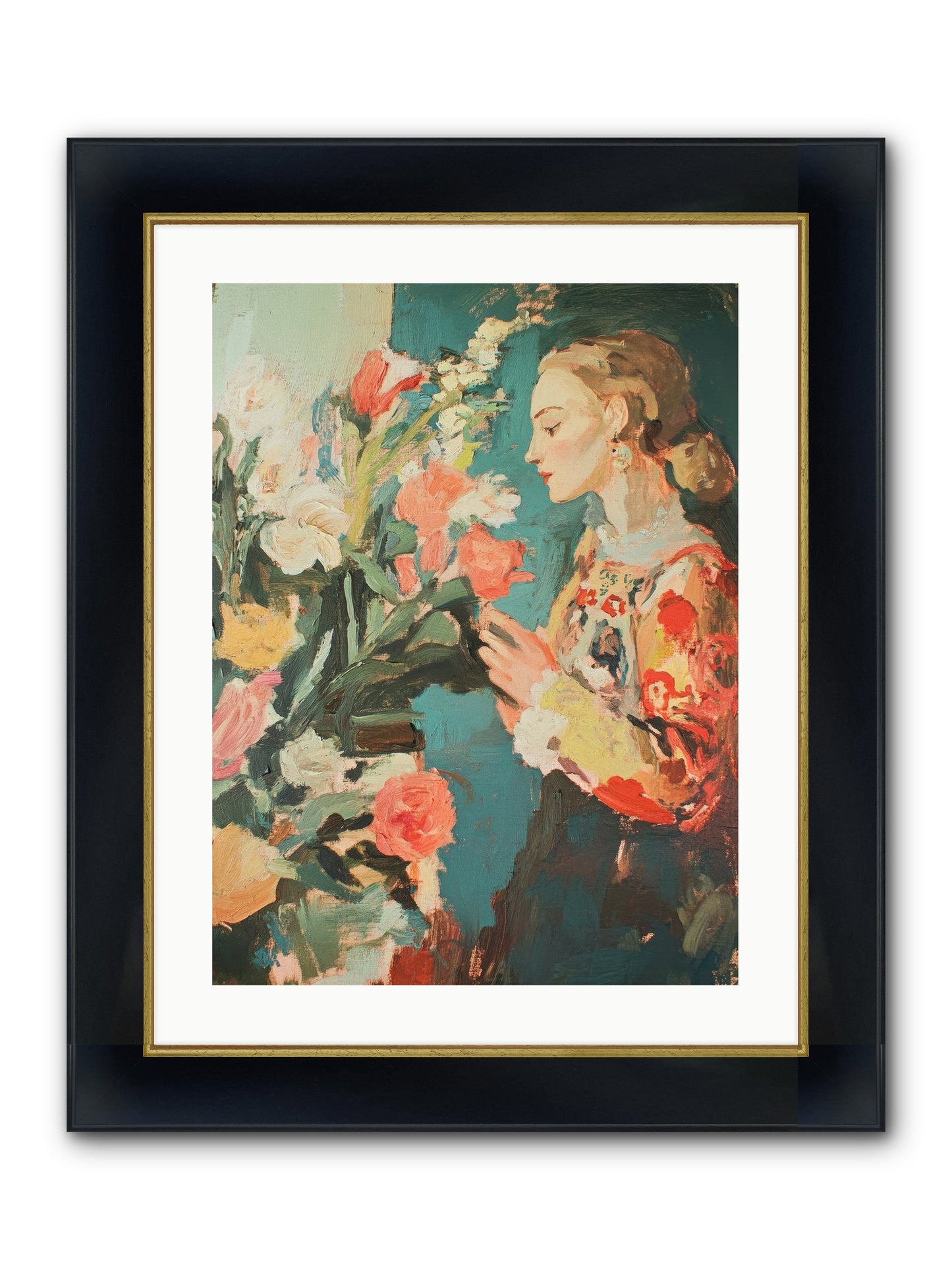 Temporal Reflections Framed Print - Wide Black w/Gold 18x24