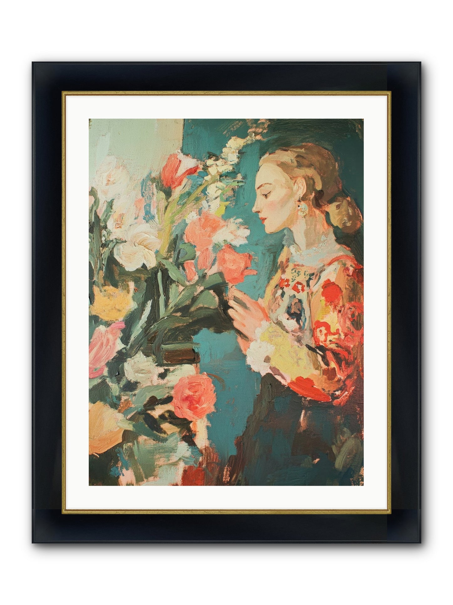 Temporal Reflections Framed Print - Wide Black w/Gold 24x32