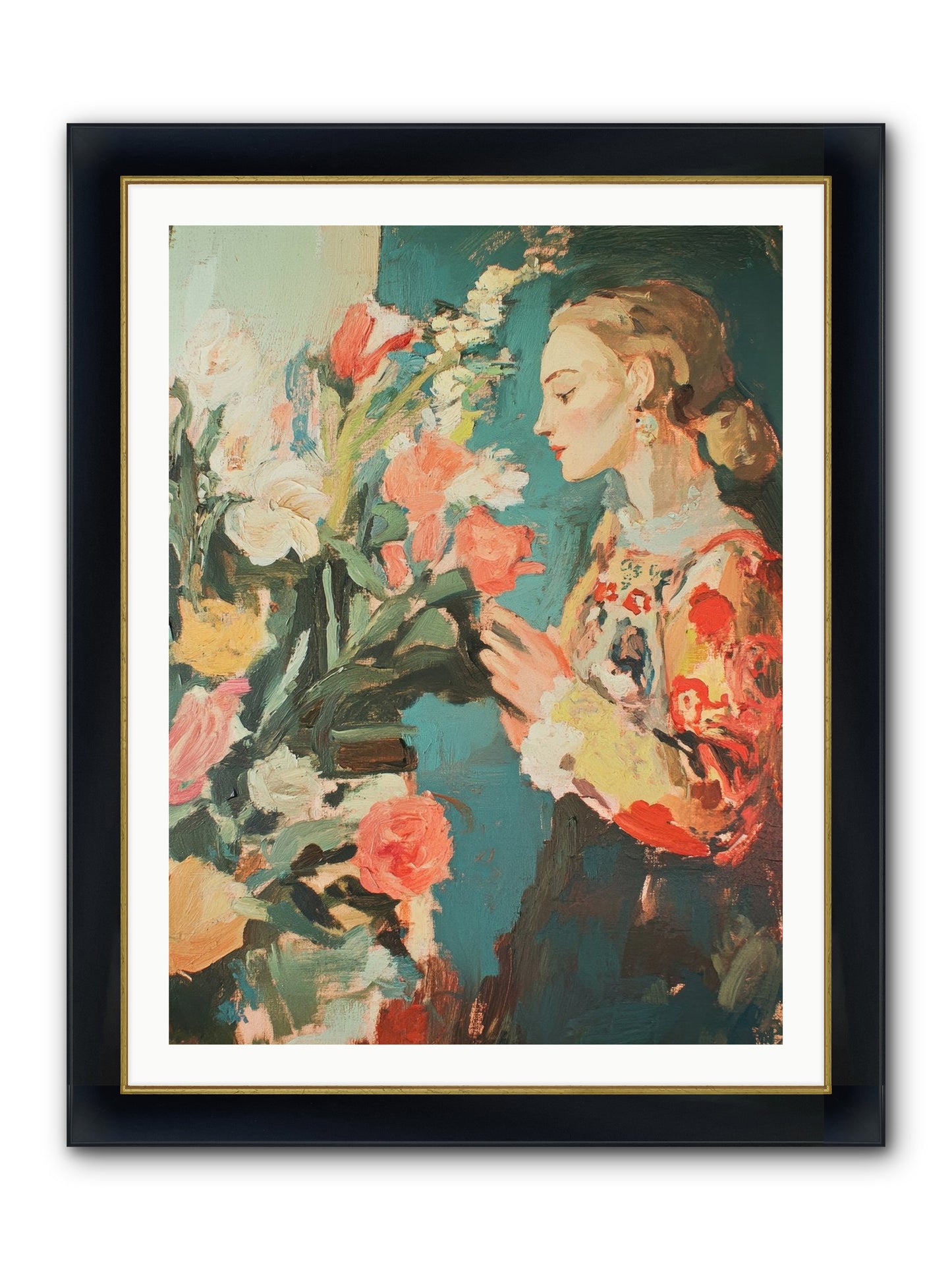 Temporal Reflections Framed Print - Wide Black w/Gold 30x40