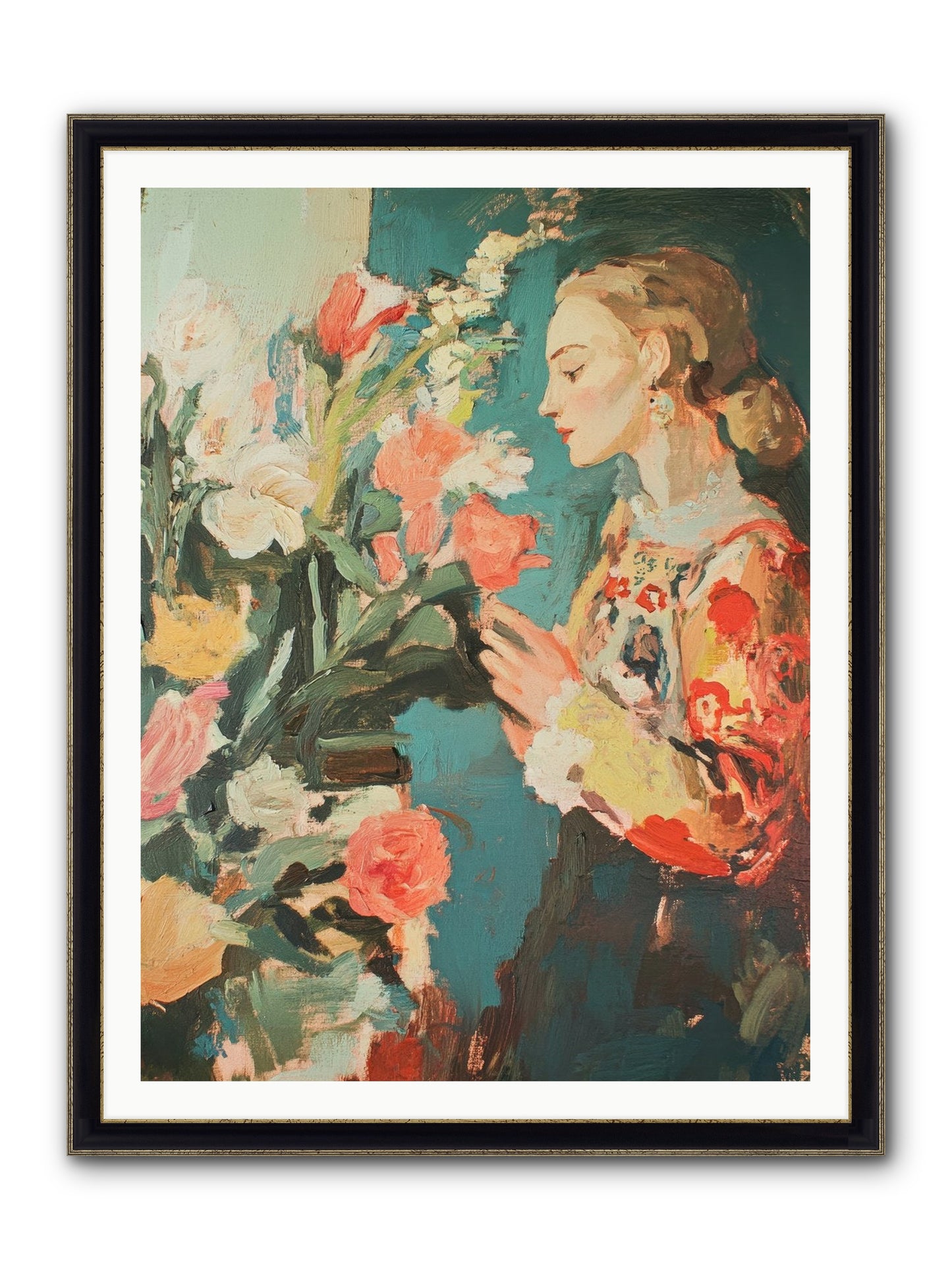 Temporal Reflections Framed Print - Black & Gold 36x48