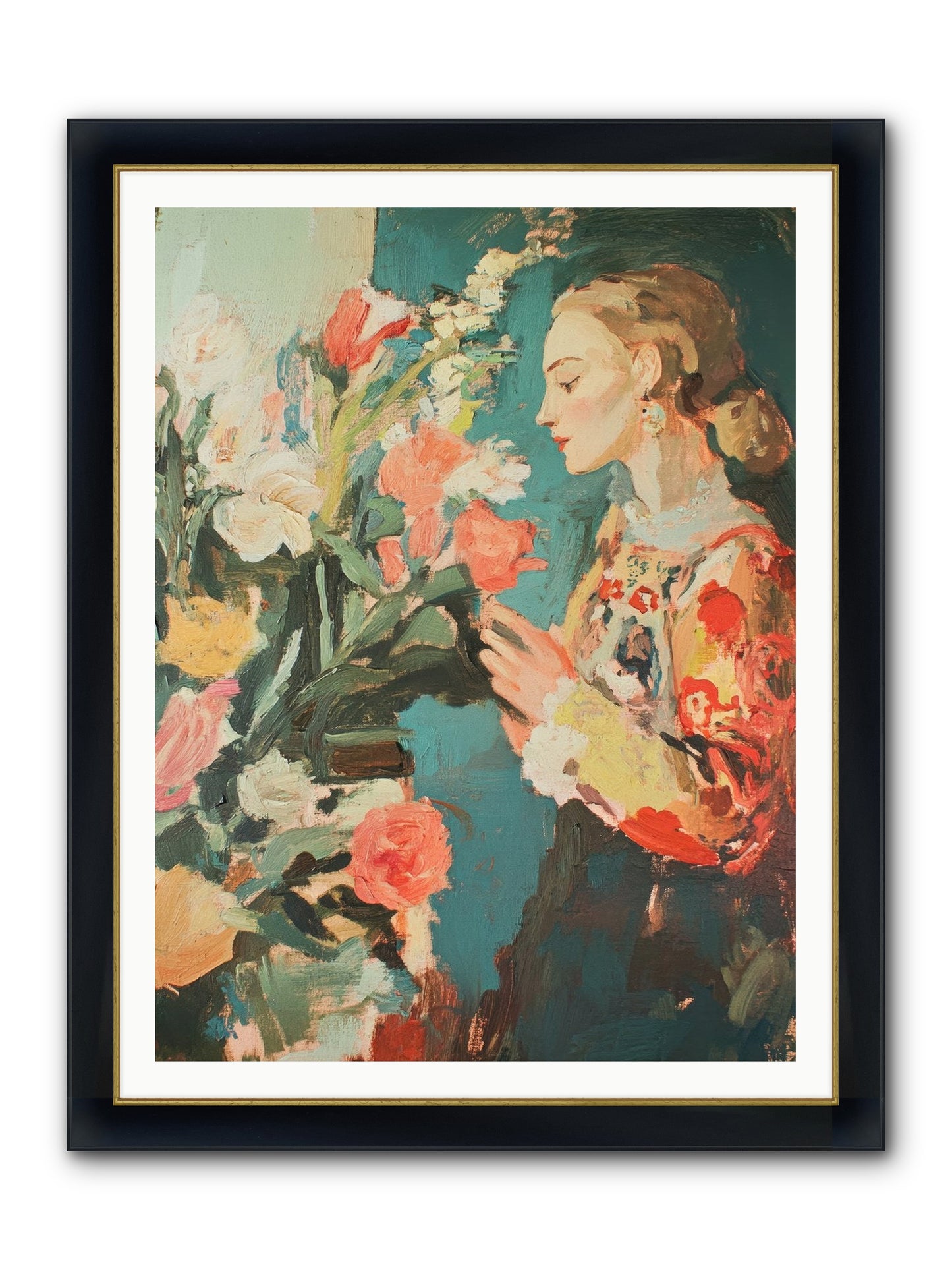 Temporal Reflections Framed Print - Wide Black w/Gold 36x48