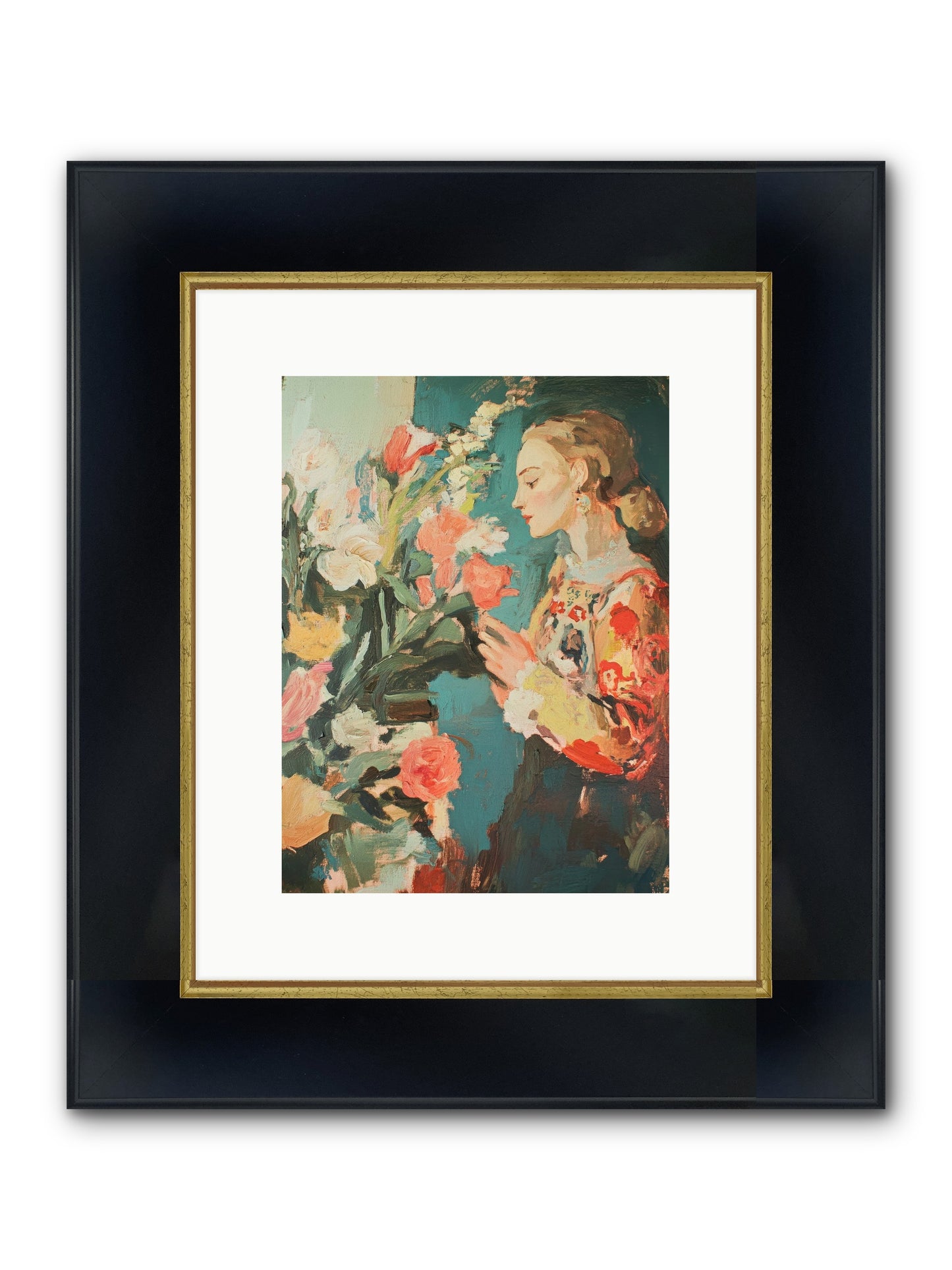 Temporal Reflections Framed Print - Wide Black w/Gold 9x12