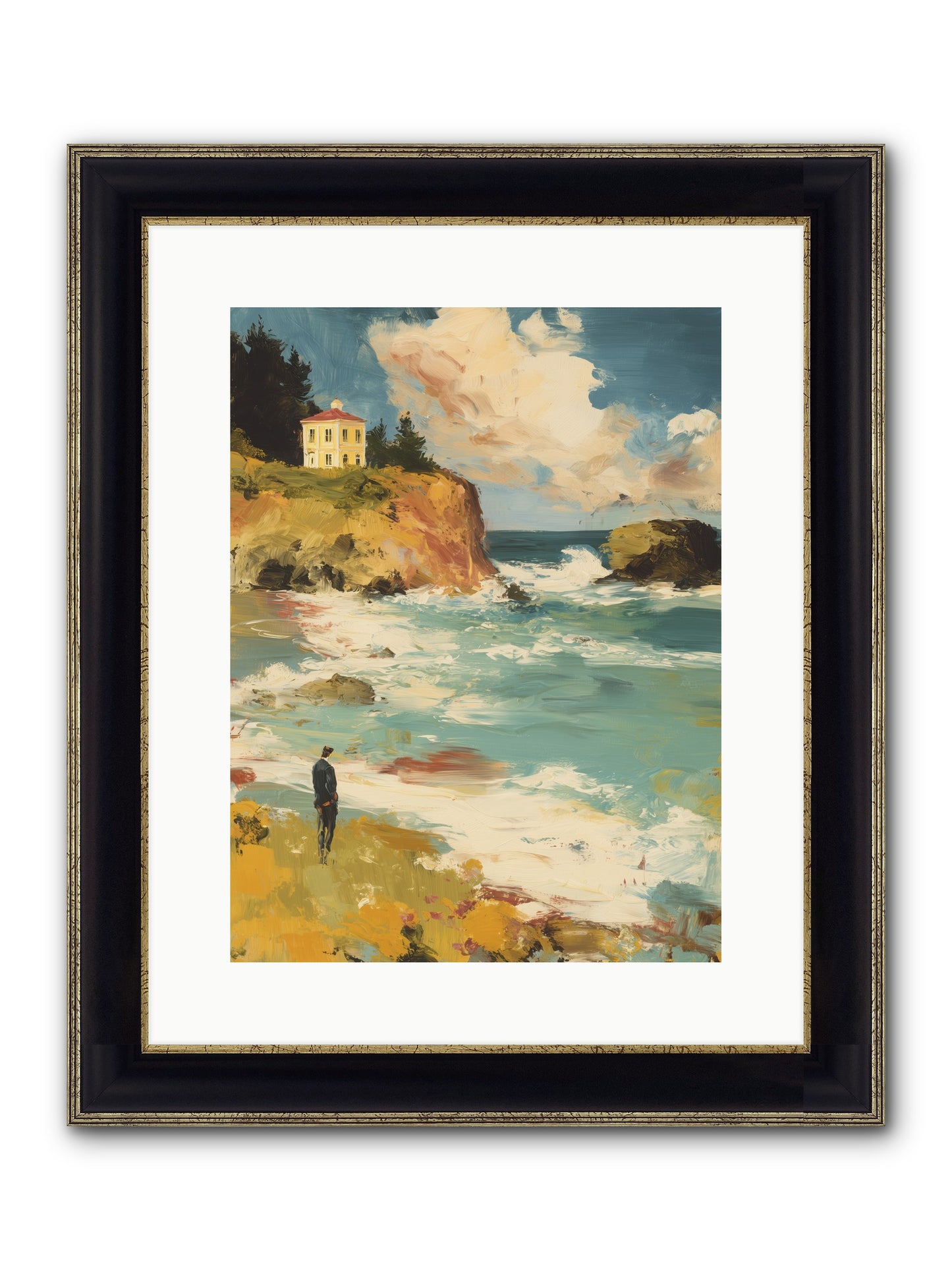 Terraced Splendor Framed Print - Black & Gold 12x16