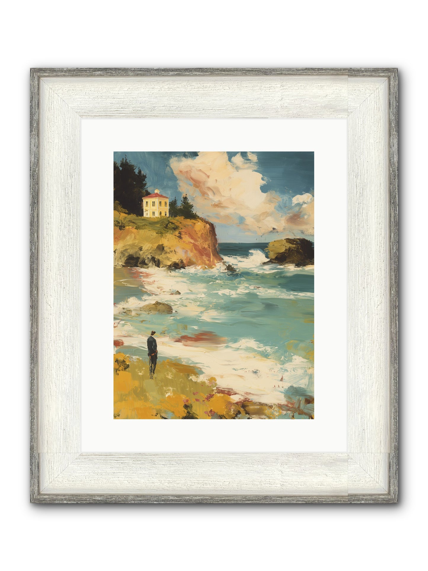 Terraced Splendor Framed Print - Driftwood White 12x16