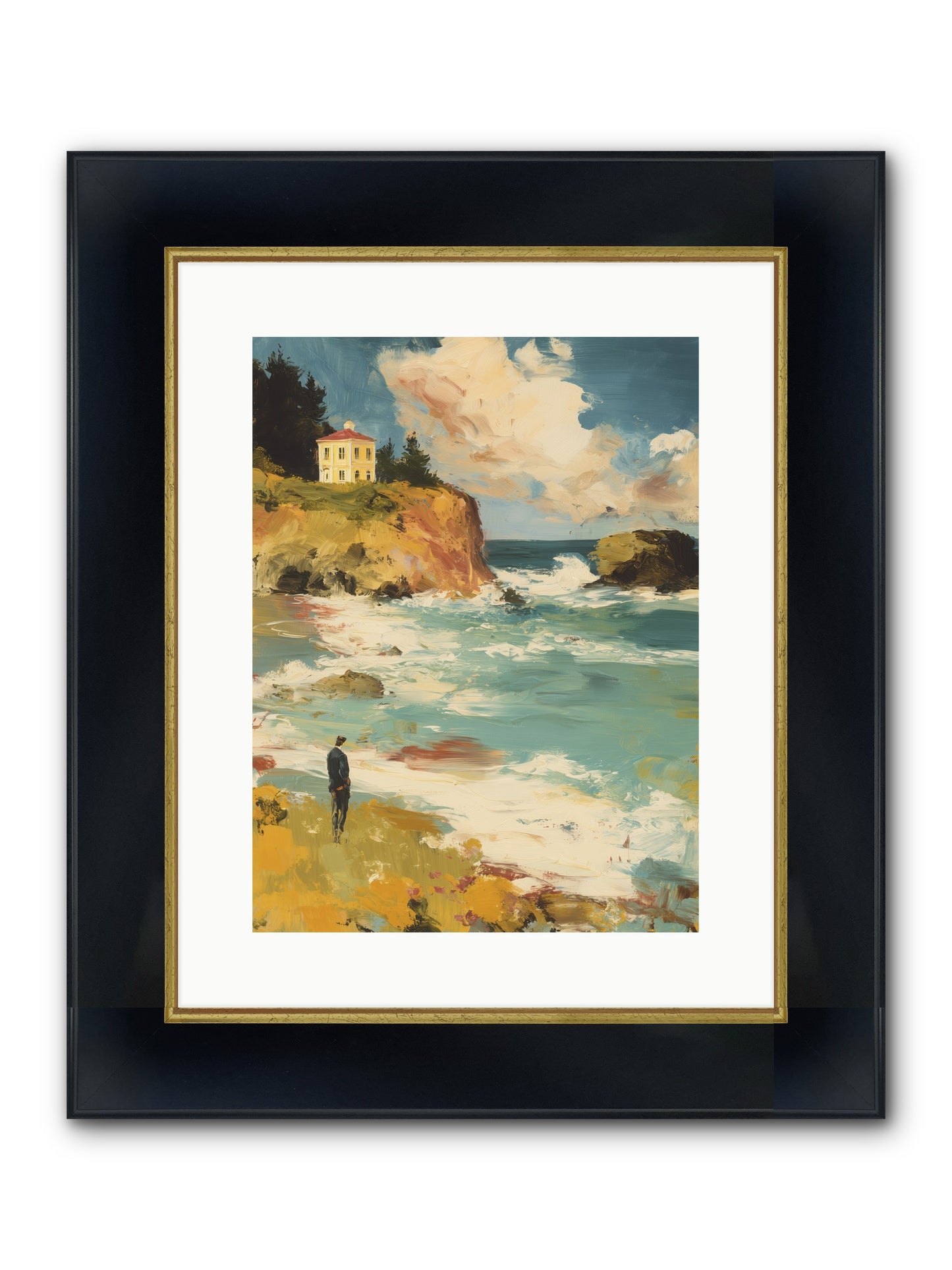 Terraced Splendor Framed Print - Wide Black w/Gold 12x16