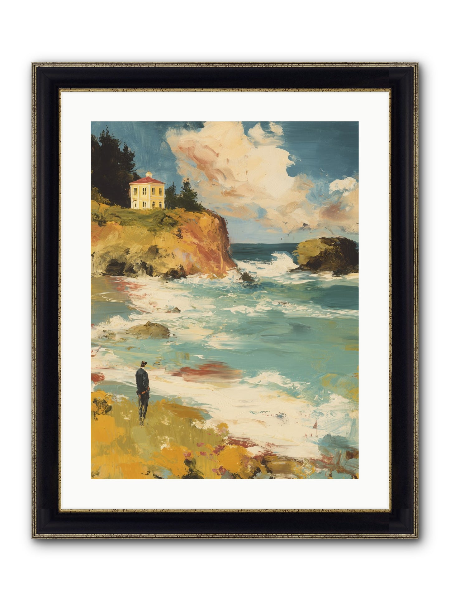 Terraced Splendor Framed Print - Black & Gold 18x24