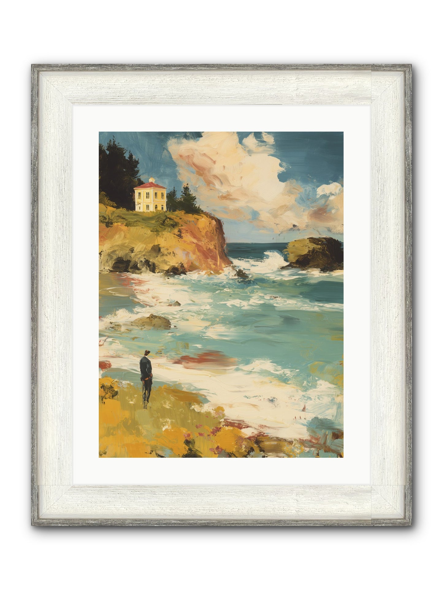 Terraced Splendor Framed Print - Driftwood White 18x24