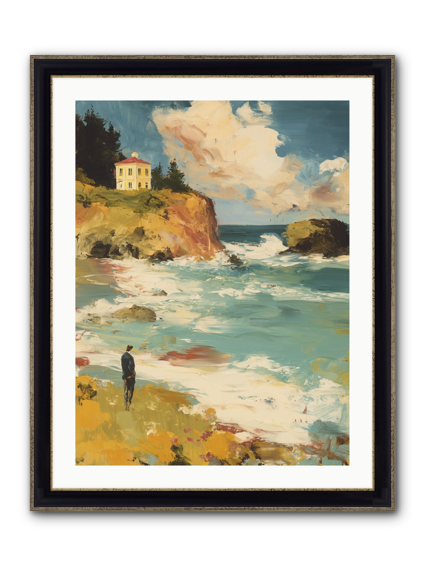 Terraced Splendor Framed Print - Black & Gold 24x32