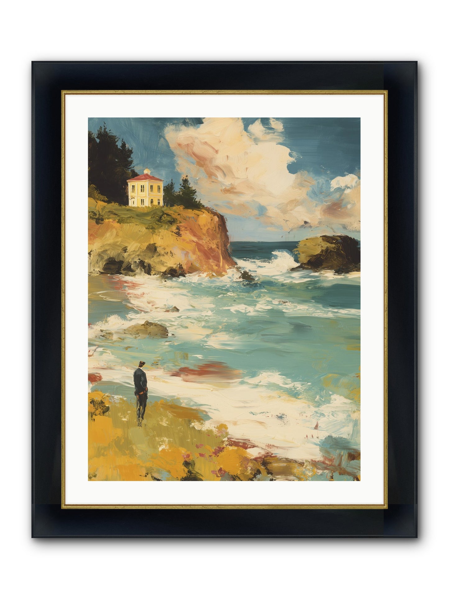 Terraced Splendor Framed Print - Wide Black w/Gold 24x32