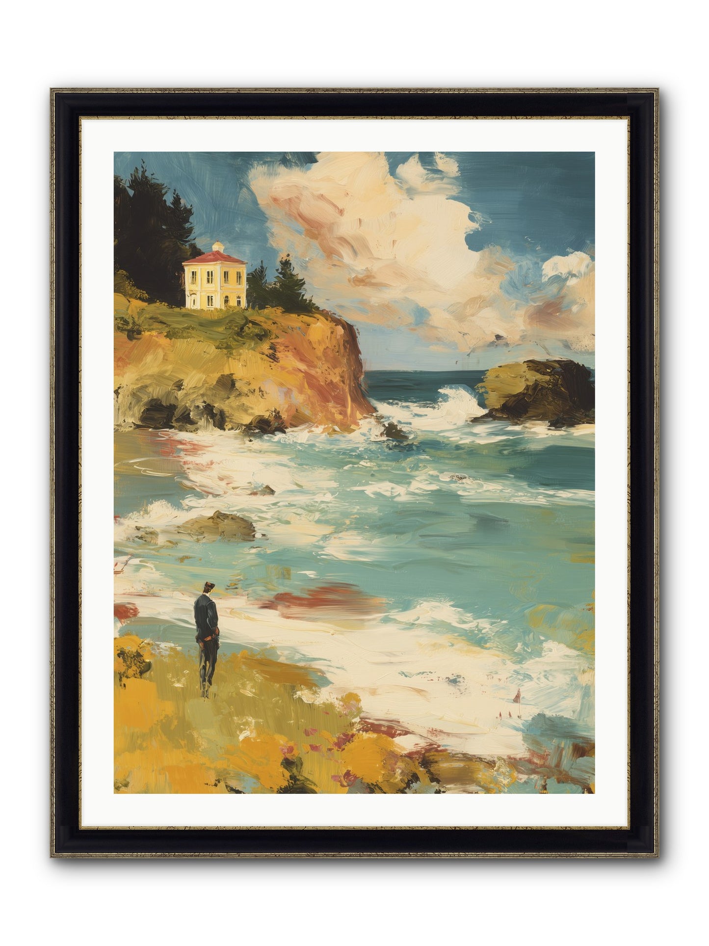 Terraced Splendor Framed Print - Black & Gold 30x40