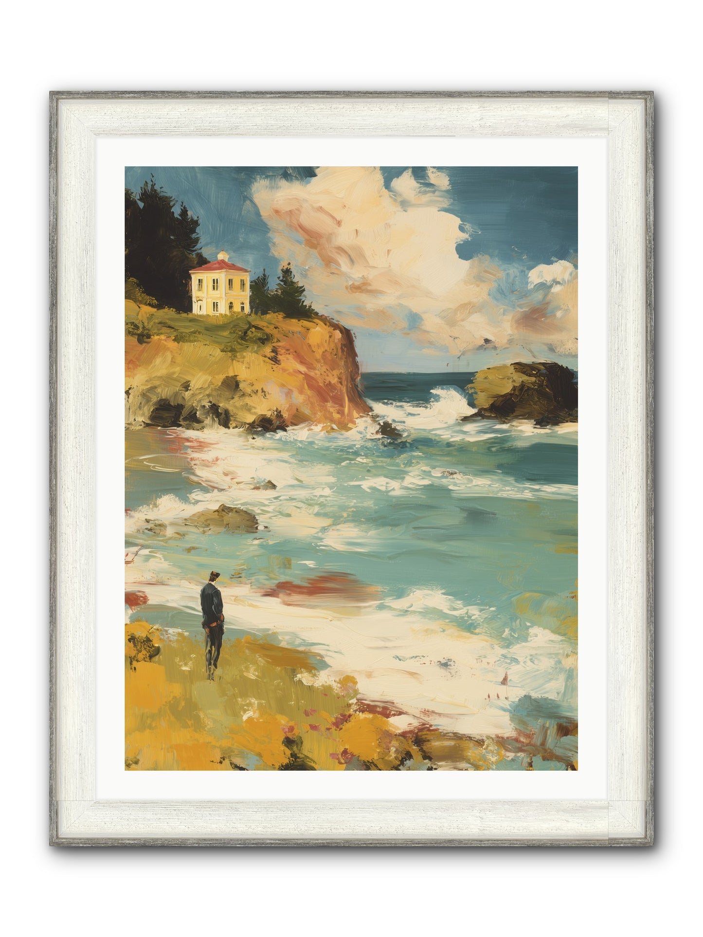 Terraced Splendor Framed Print - Driftwood White 30x40