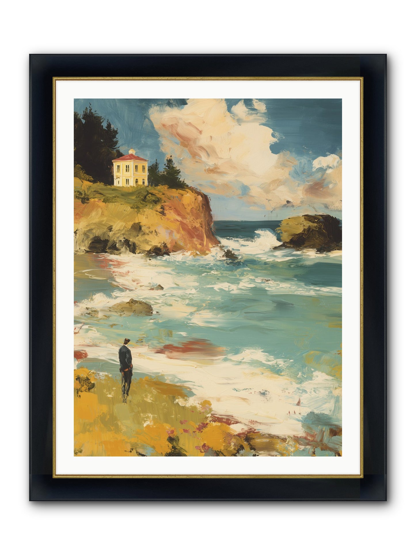 Terraced Splendor Framed Print - Wide Black w/Gold 30x40