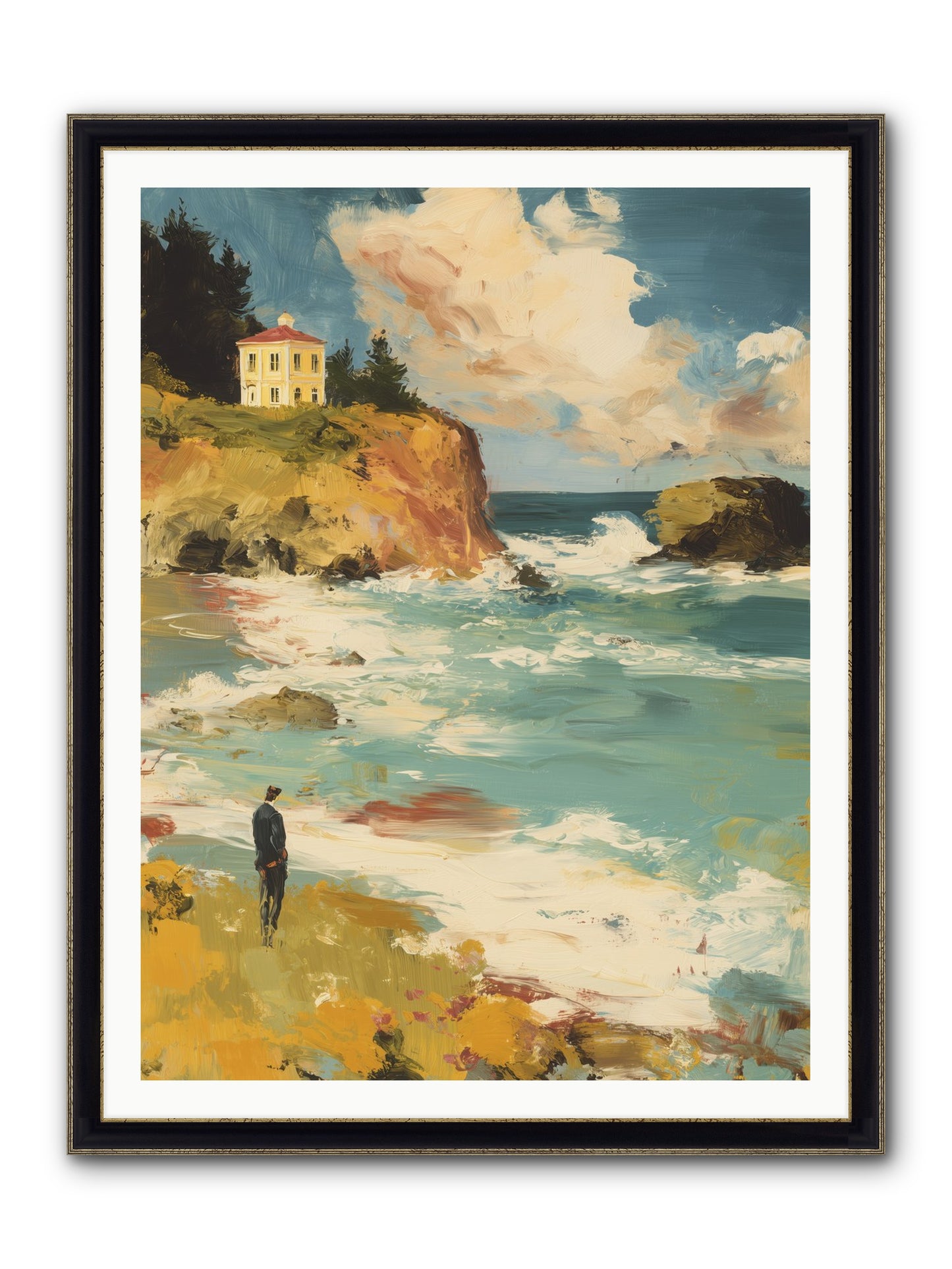 Terraced Splendor Framed Print - Black & Gold 36x48