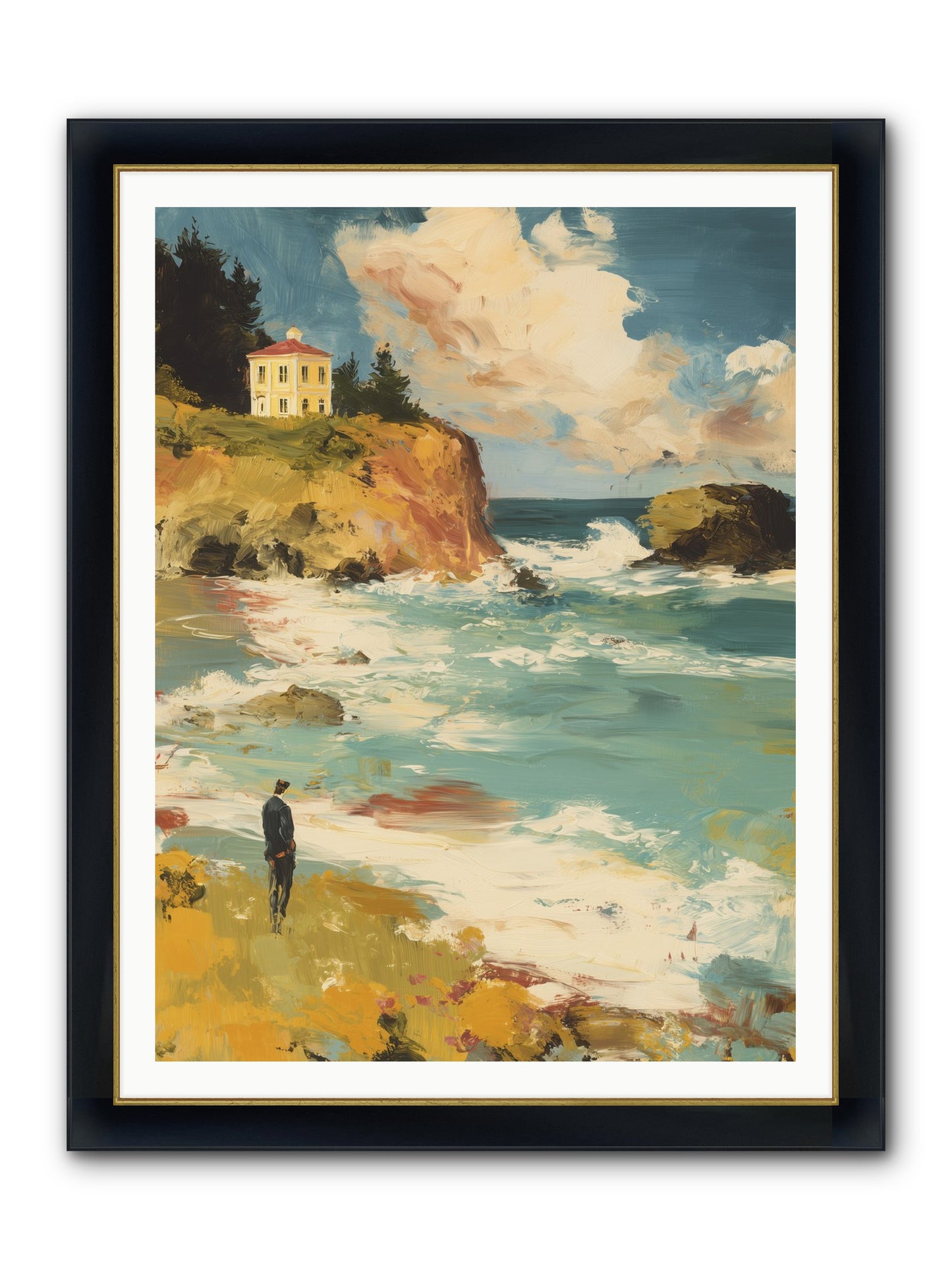 Terraced Splendor Framed Print - Wide Black w/Gold 36x48