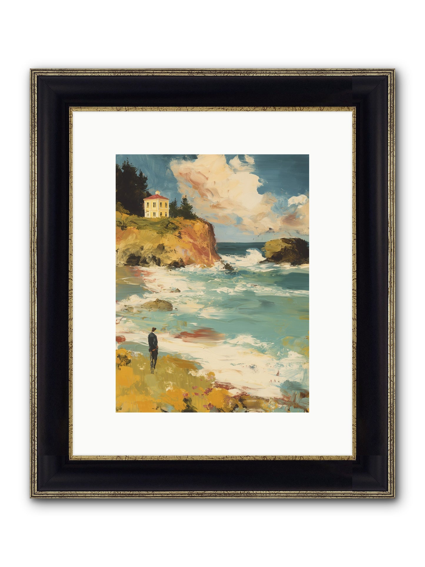 Terraced Splendor Framed Print - Black & Gold 9x12