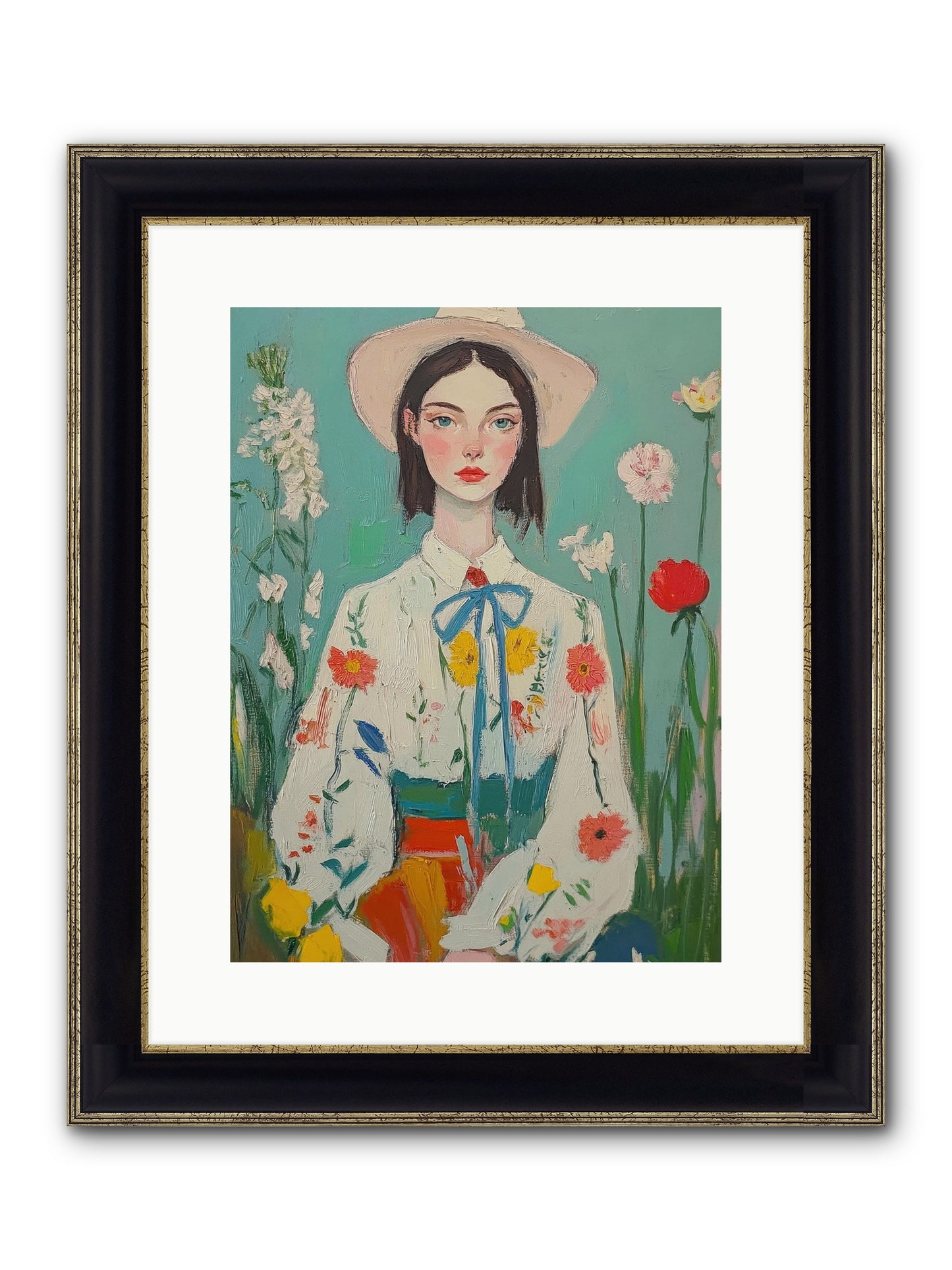 Terracotta Wind Framed Print - Black & Gold 12x16