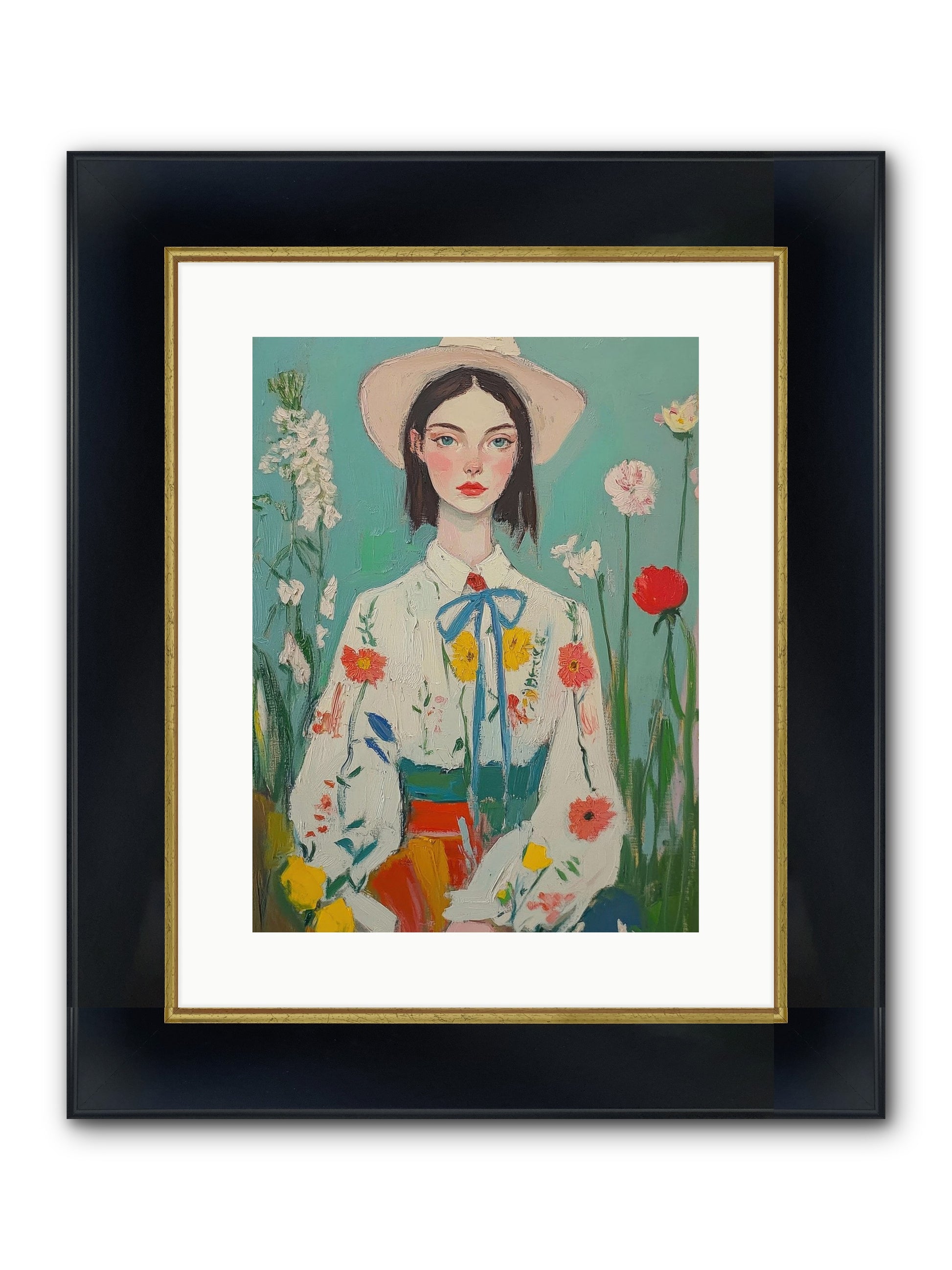 Terracotta Wind Framed Print - Wide Black w/Gold 12x16