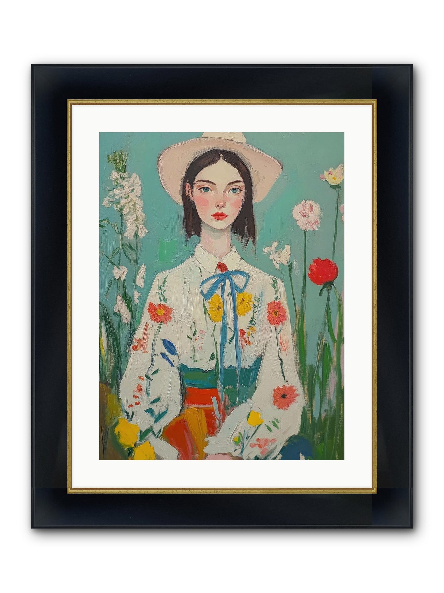 Terracotta Wind Framed Print - Wide Black w/Gold 18x24
