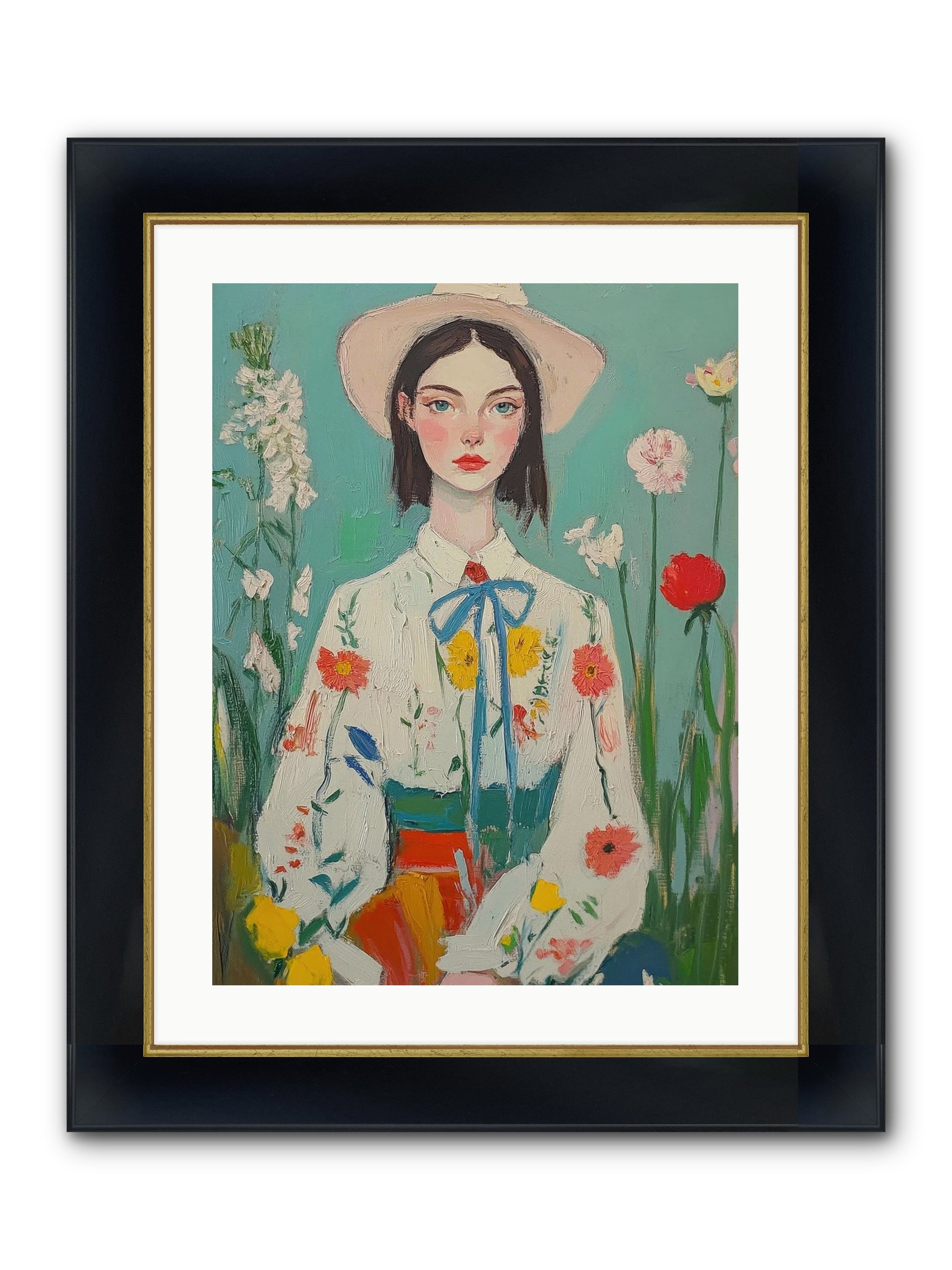 Terracotta Wind Framed Print - Wide Black w/Gold 18x24