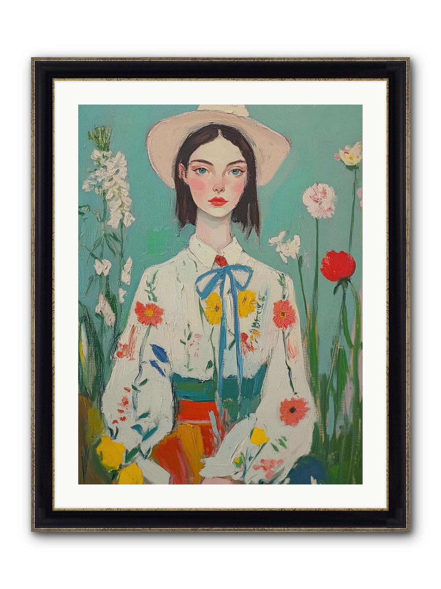 Terracotta Wind Framed Print - Black & Gold 24x32