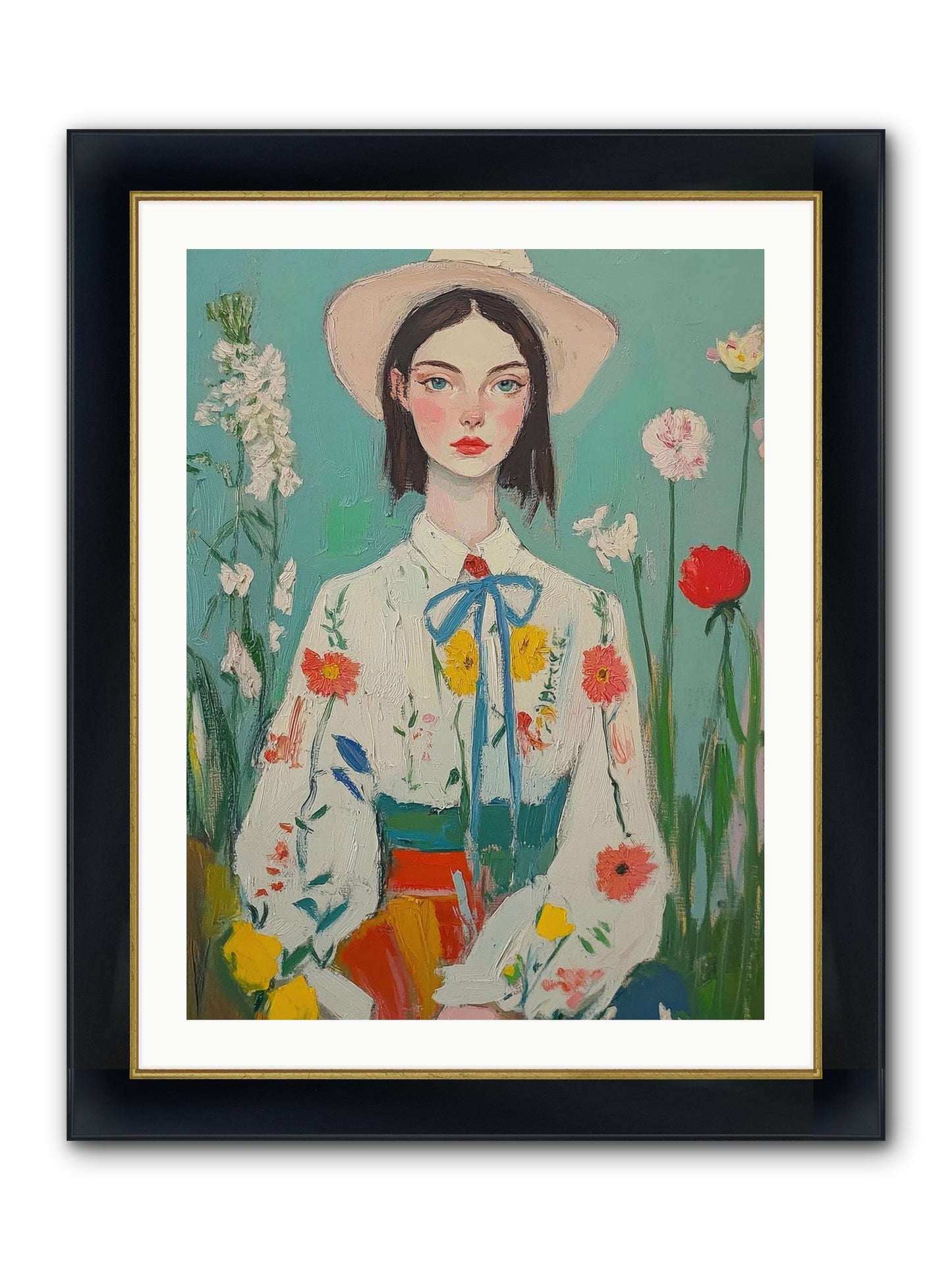 Terracotta Wind Framed Print - Wide Black w/Gold 24x32