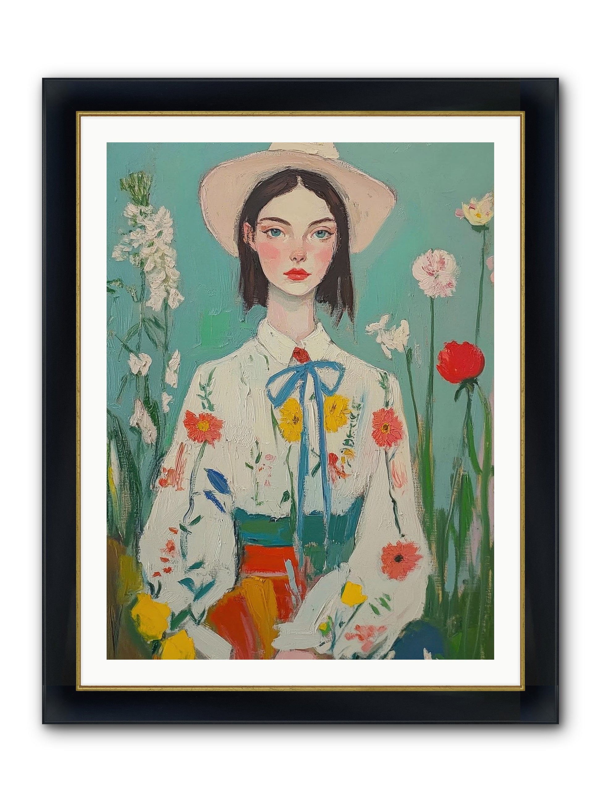 Terracotta Wind Framed Print - Wide Black w/Gold 30x40