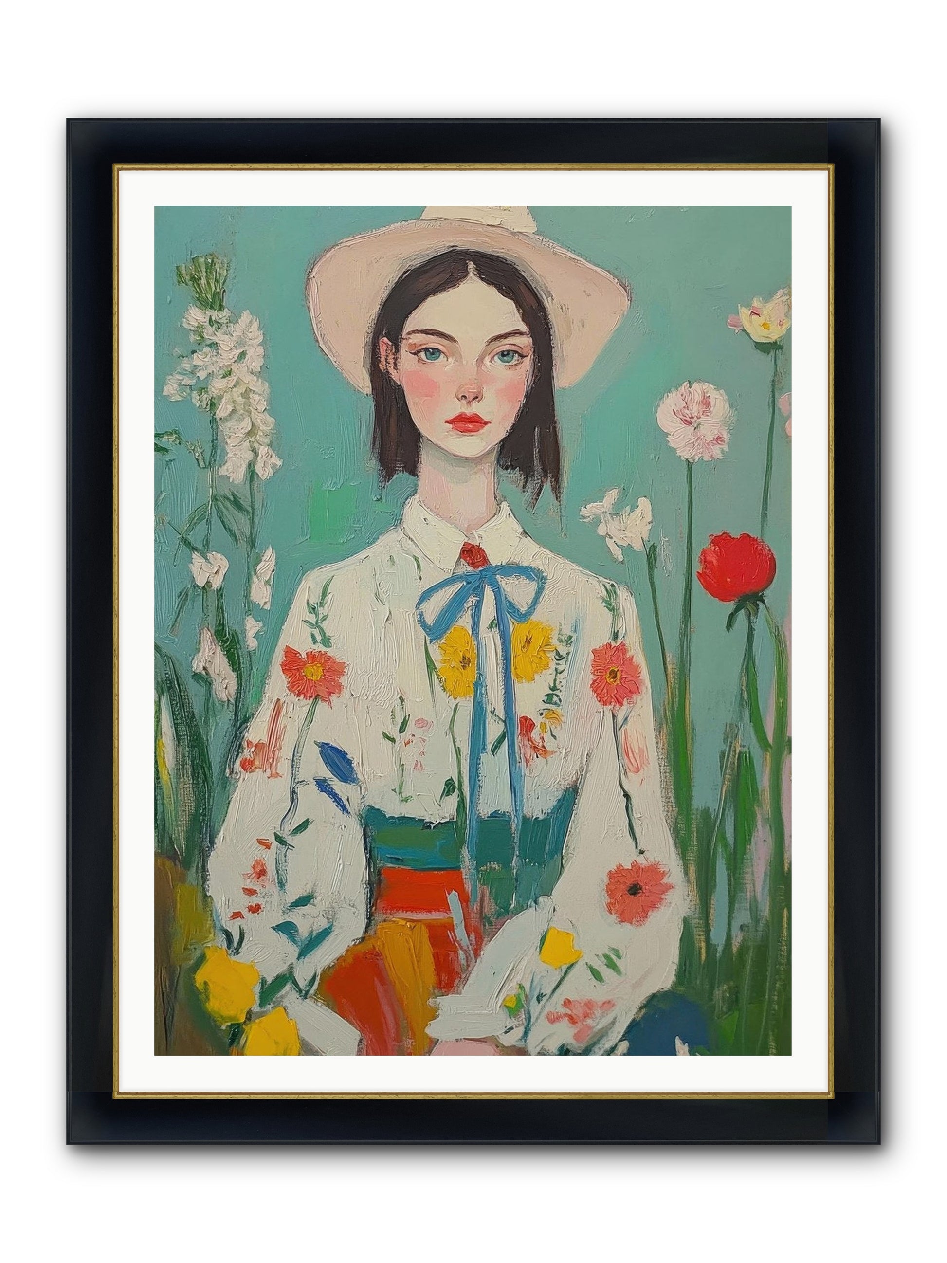 Terracotta Wind Framed Print - Wide Black w/Gold 36x48