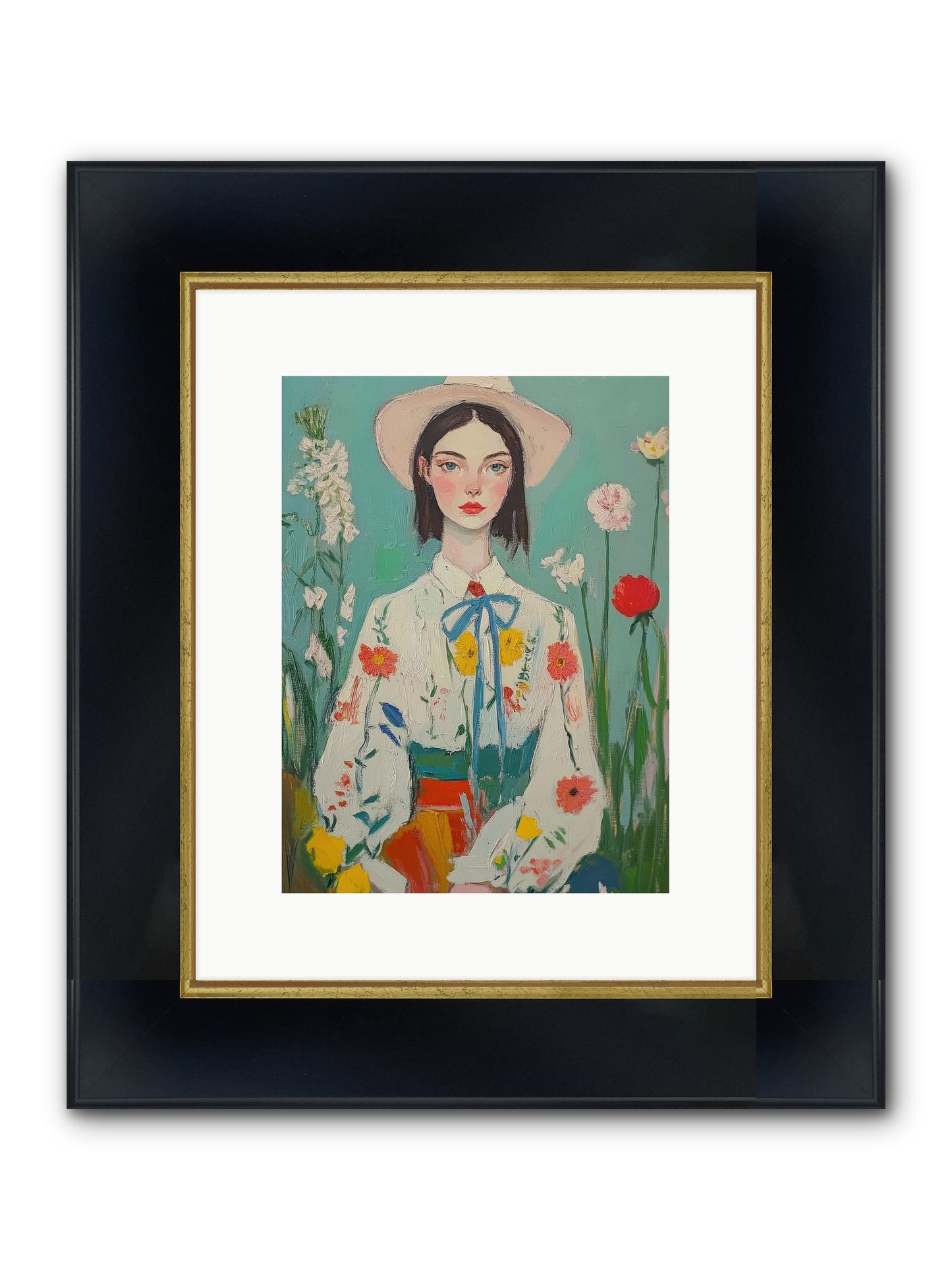 Terracotta Wind Framed Print - Wide Black w/Gold 9x12