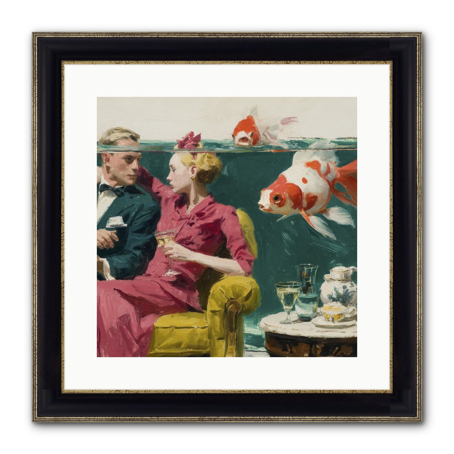 The Afternoon Revision Framed Print - Black & Gold 16x16