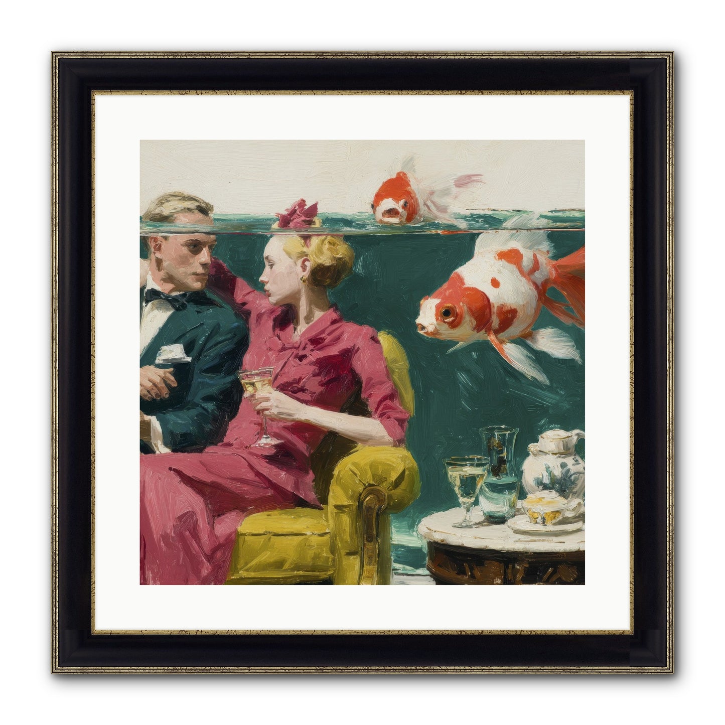 The Afternoon Revision Framed Print - Black & Gold 20x20