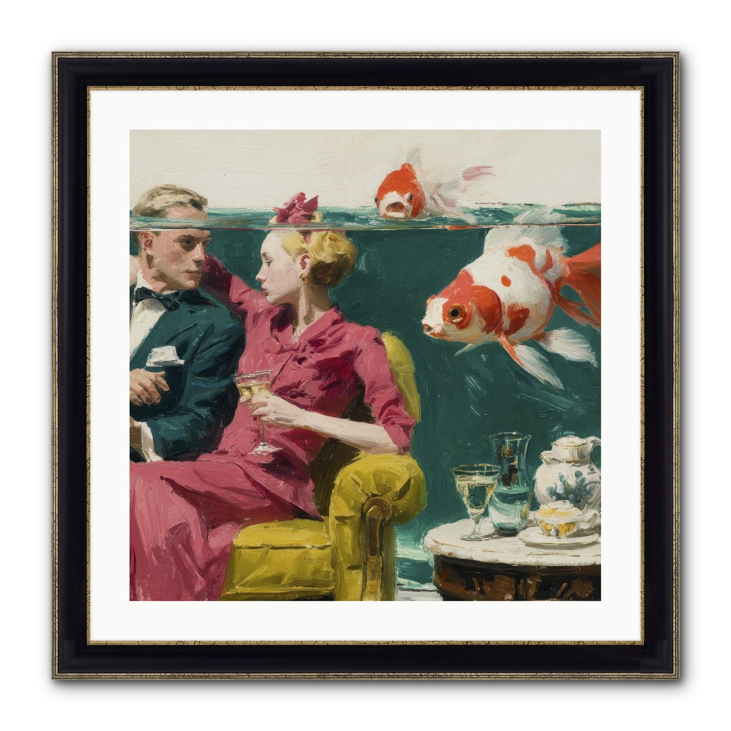 The Afternoon Revision Framed Print - Black & Gold 24x24