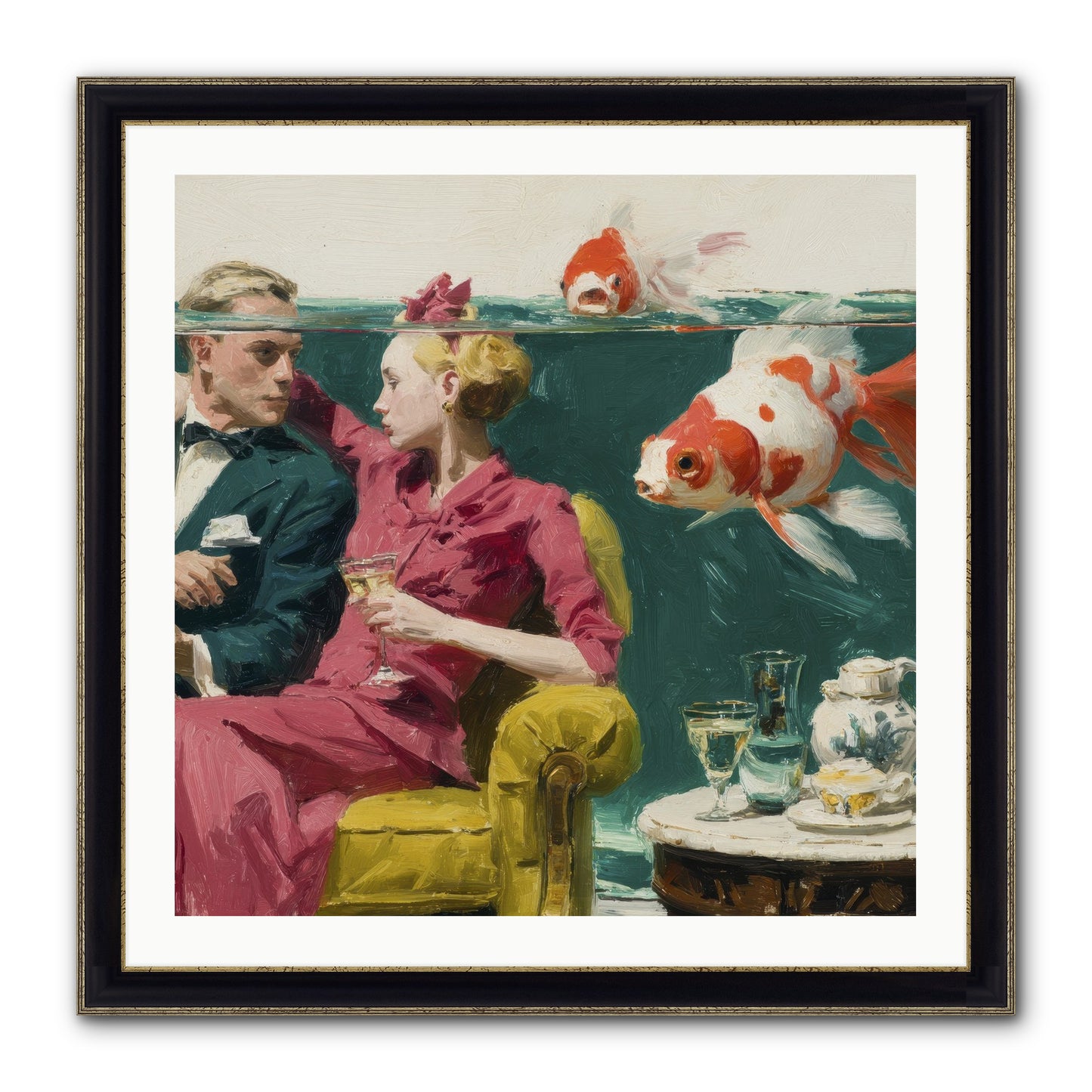 The Afternoon Revision Framed Print - Black & Gold 30x30