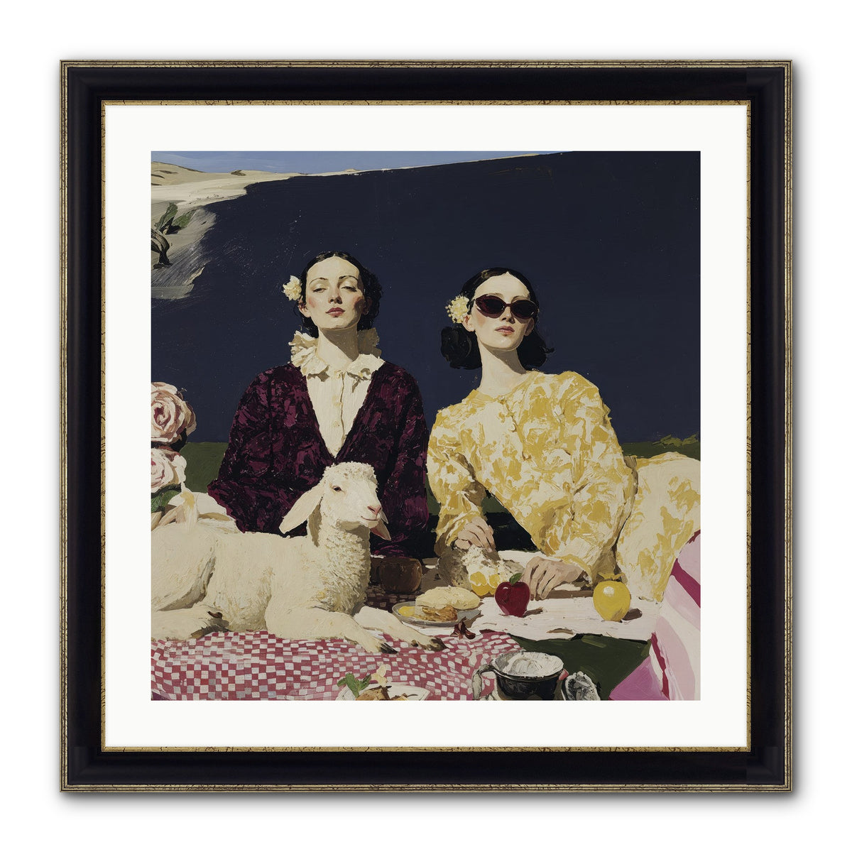 The Art of Almost Smiling Framed Print - Black & Gold 24x24