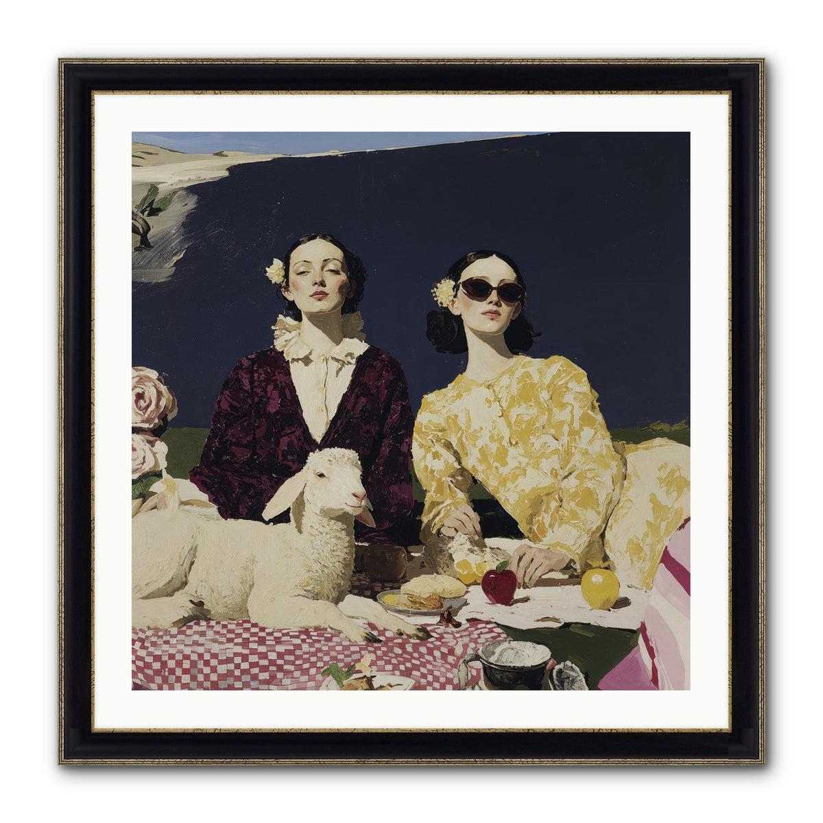 The Art of Almost Smiling Framed Print - Black & Gold 30x30