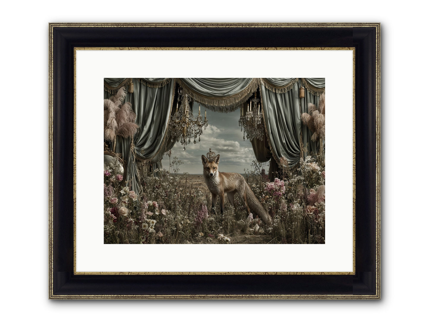 The Balcony at Moon’s End Framed Print - Black & Gold 16x12