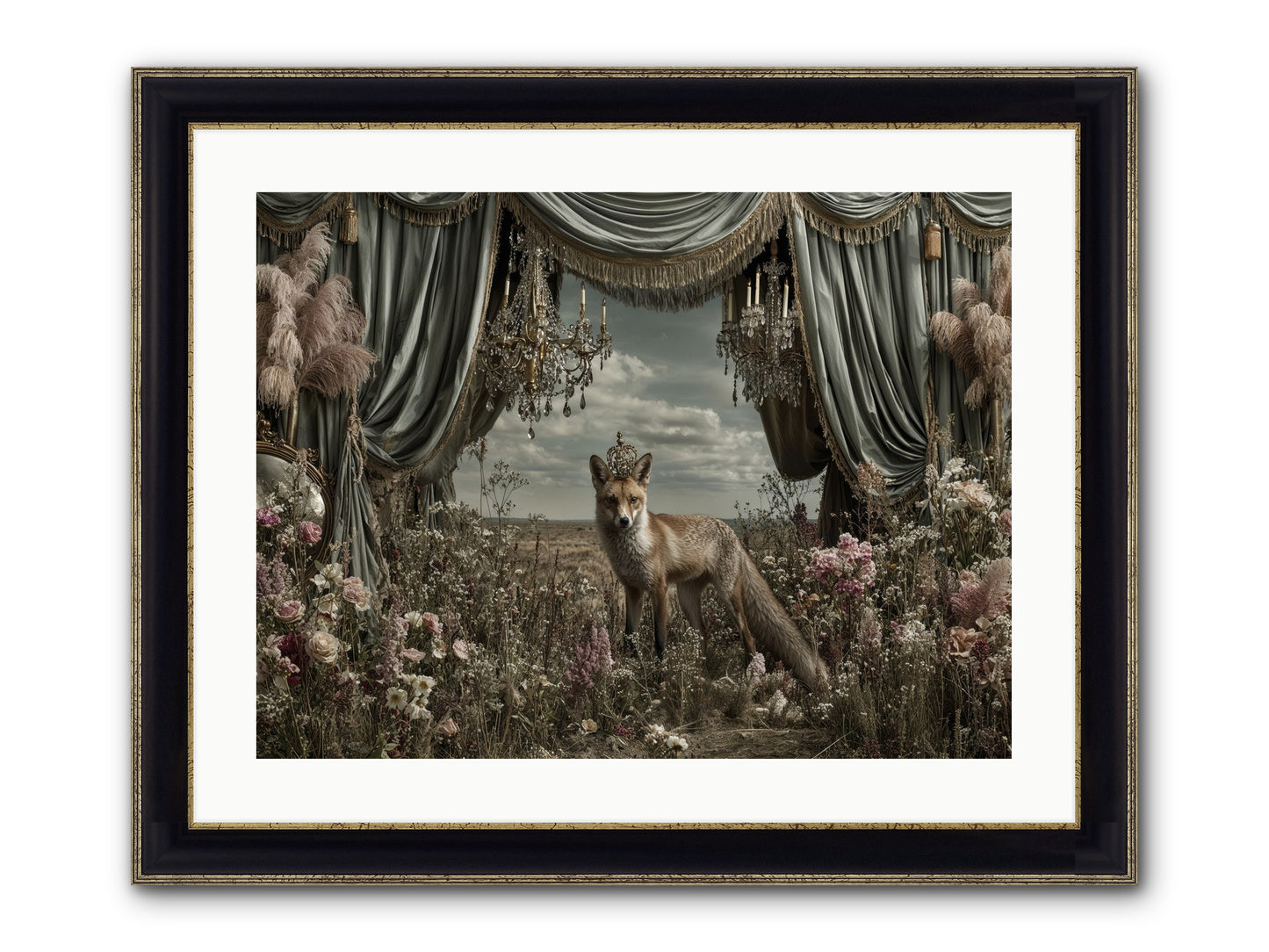 The Balcony at Moon’s End Framed Print - Black & Gold 24x18